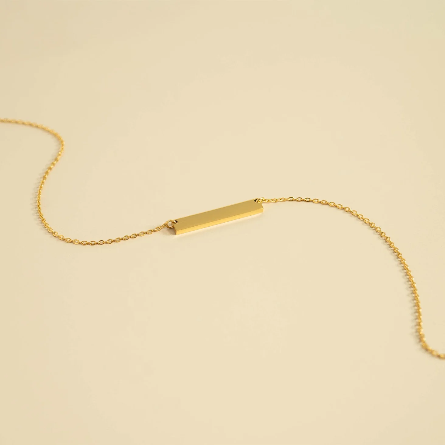 18K Gold PVD Stainless Steel Blank Bar Necklace / SBB0019 - Image 14