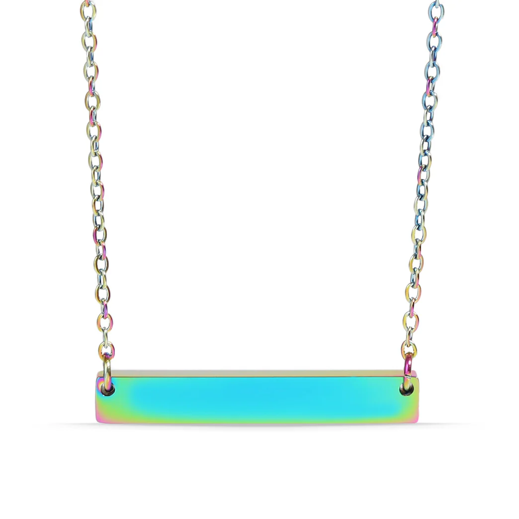 18K Gold PVD Stainless Steel Blank Bar Necklace / SBB0019 - Image 19