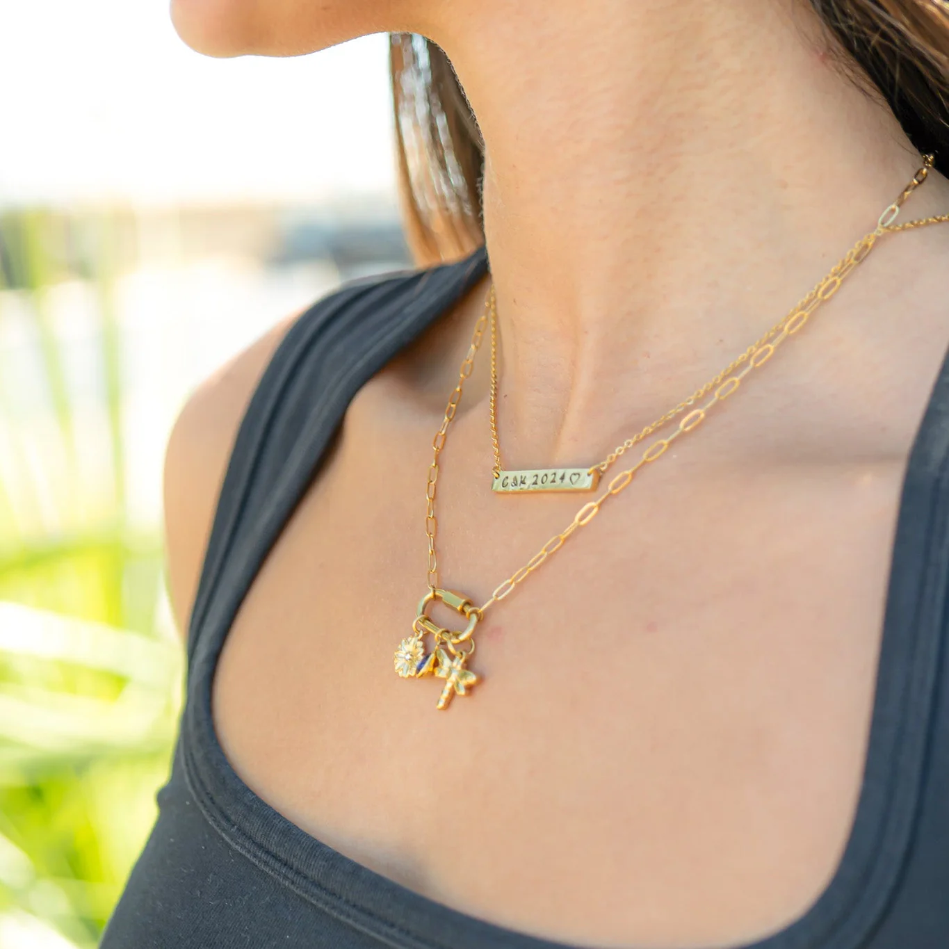 18K Gold PVD Stainless Steel Blank Bar Necklace / SBB0019 - Image 8