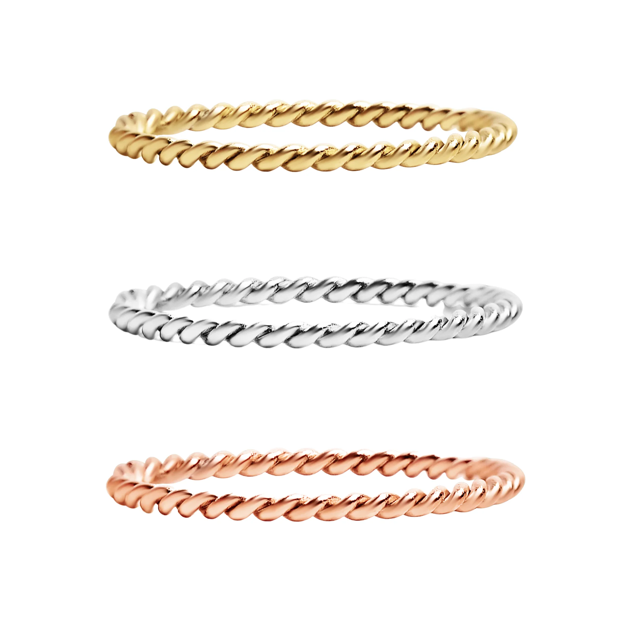 18K Gold PVD Stainless Steel Braided Spacer Ring / CSR0001 - Image 12