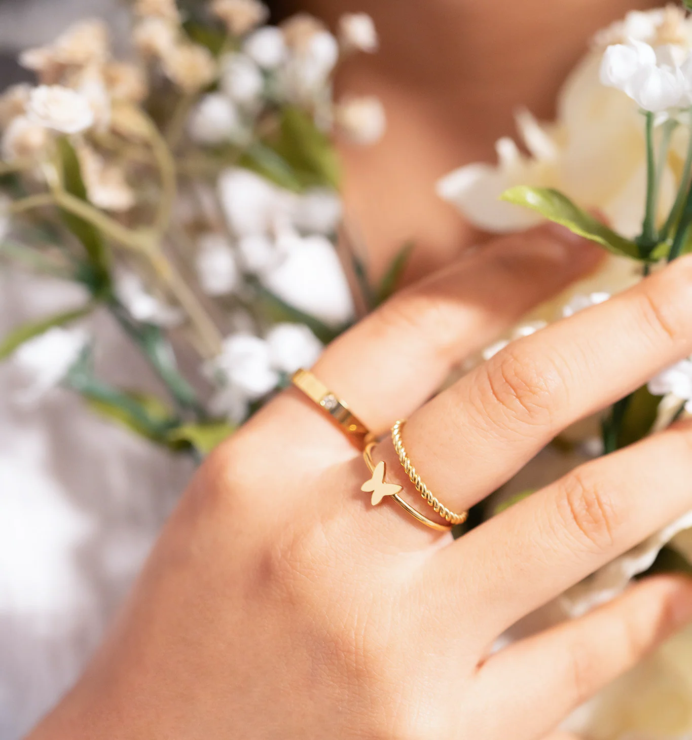 18K Gold PVD Stainless Steel Braided Spacer Ring / CSR0001 - Image 4