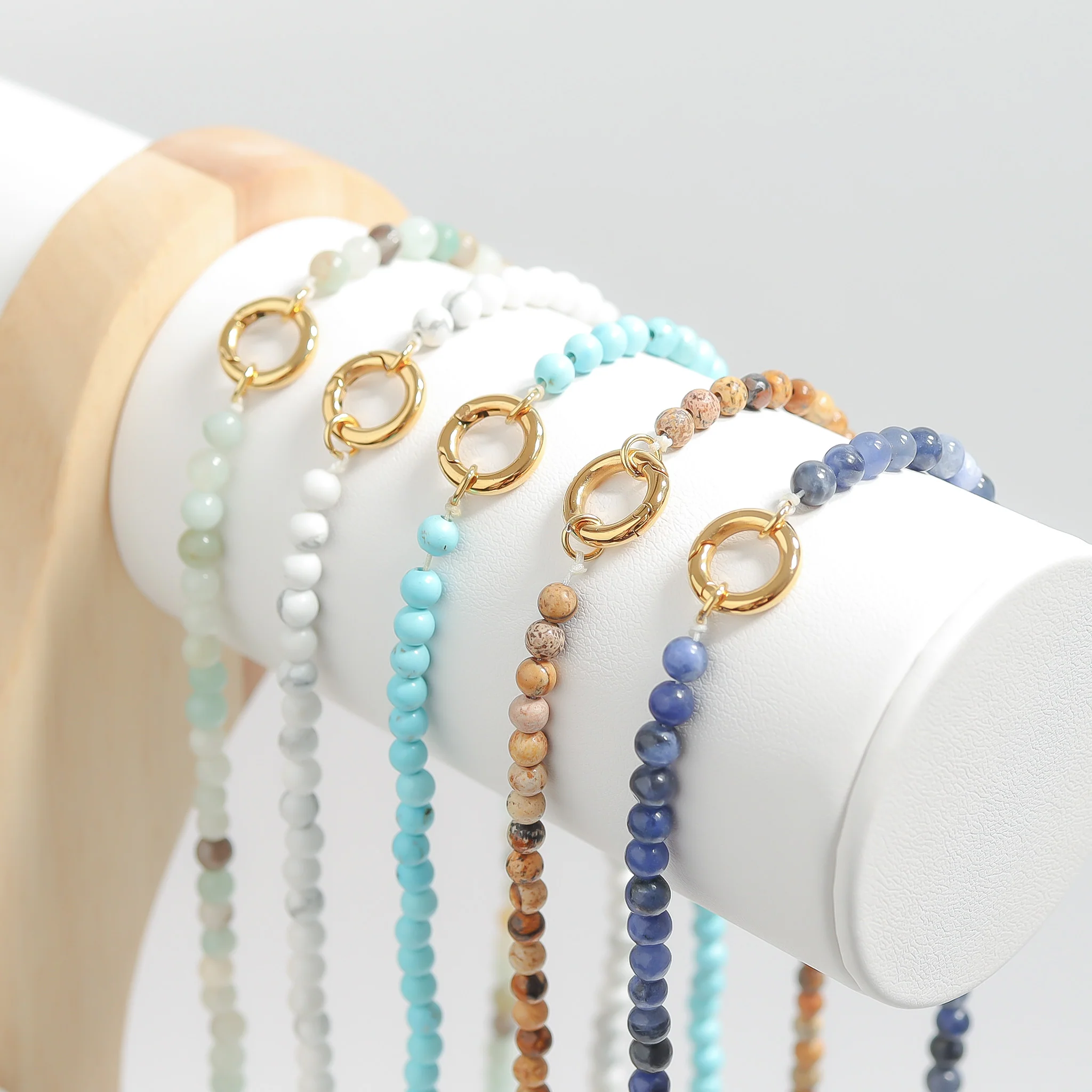 Semi Precious Natural Stone Charm Keeper Necklace / SBB0305 - Image 4