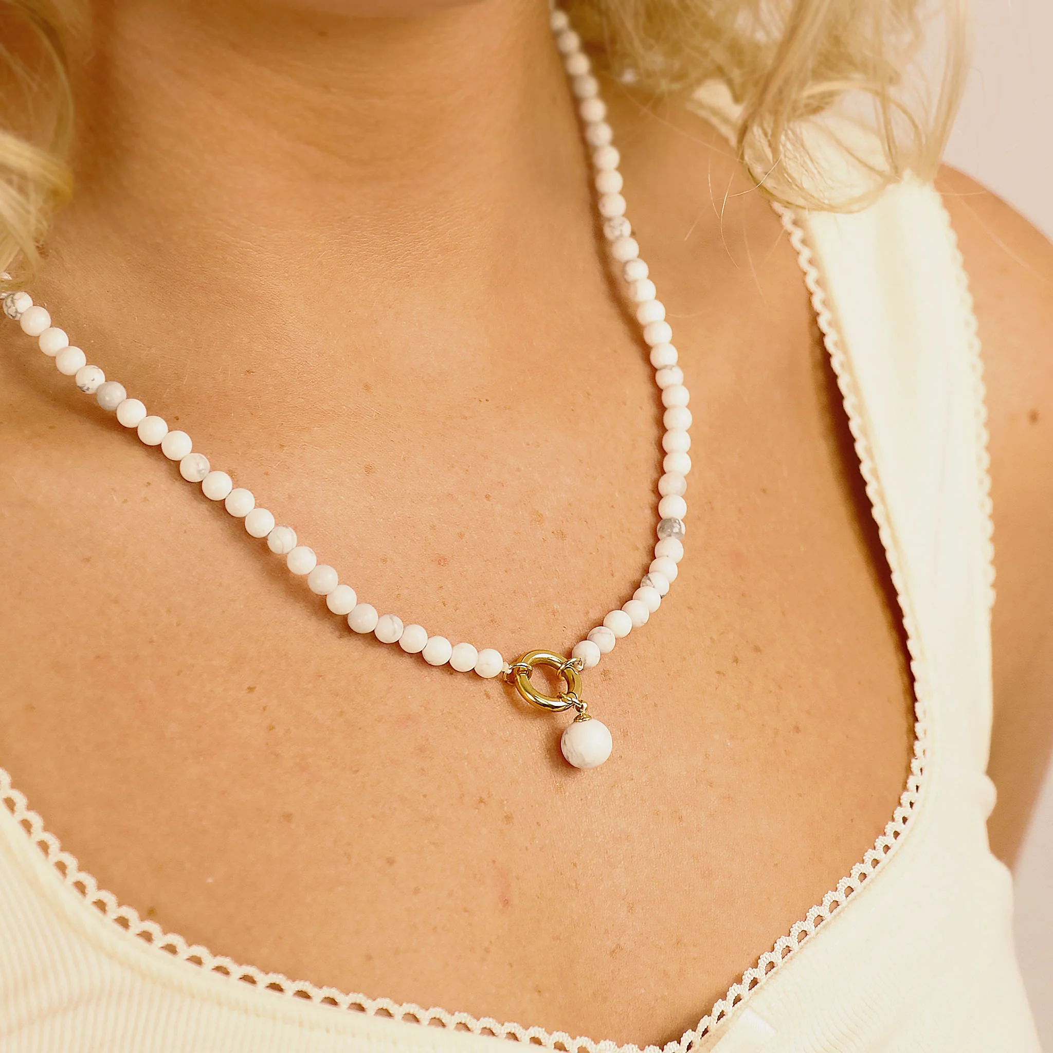 Semi Precious Natural Stone Charm Keeper Necklace / SBB0305 - Image 5