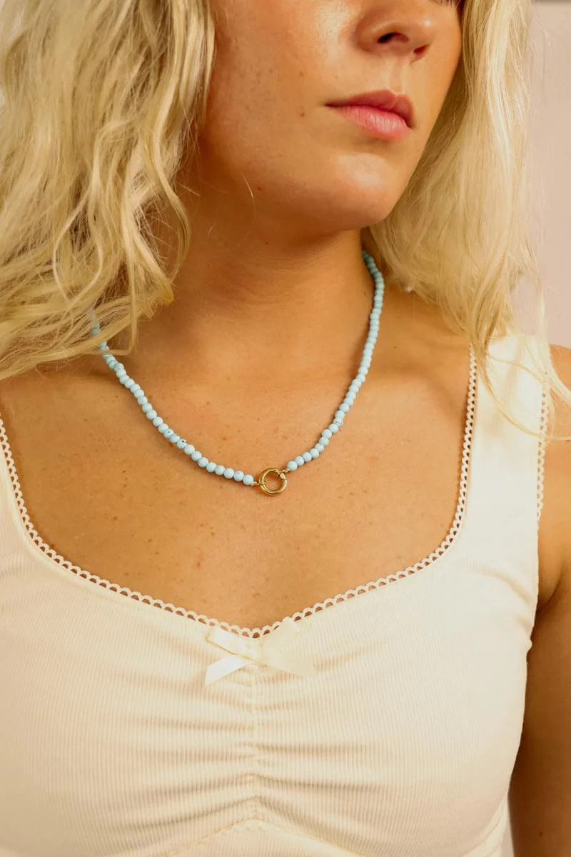 Semi Precious Natural Stone Charm Keeper Necklace / SBB0305 - Image 6