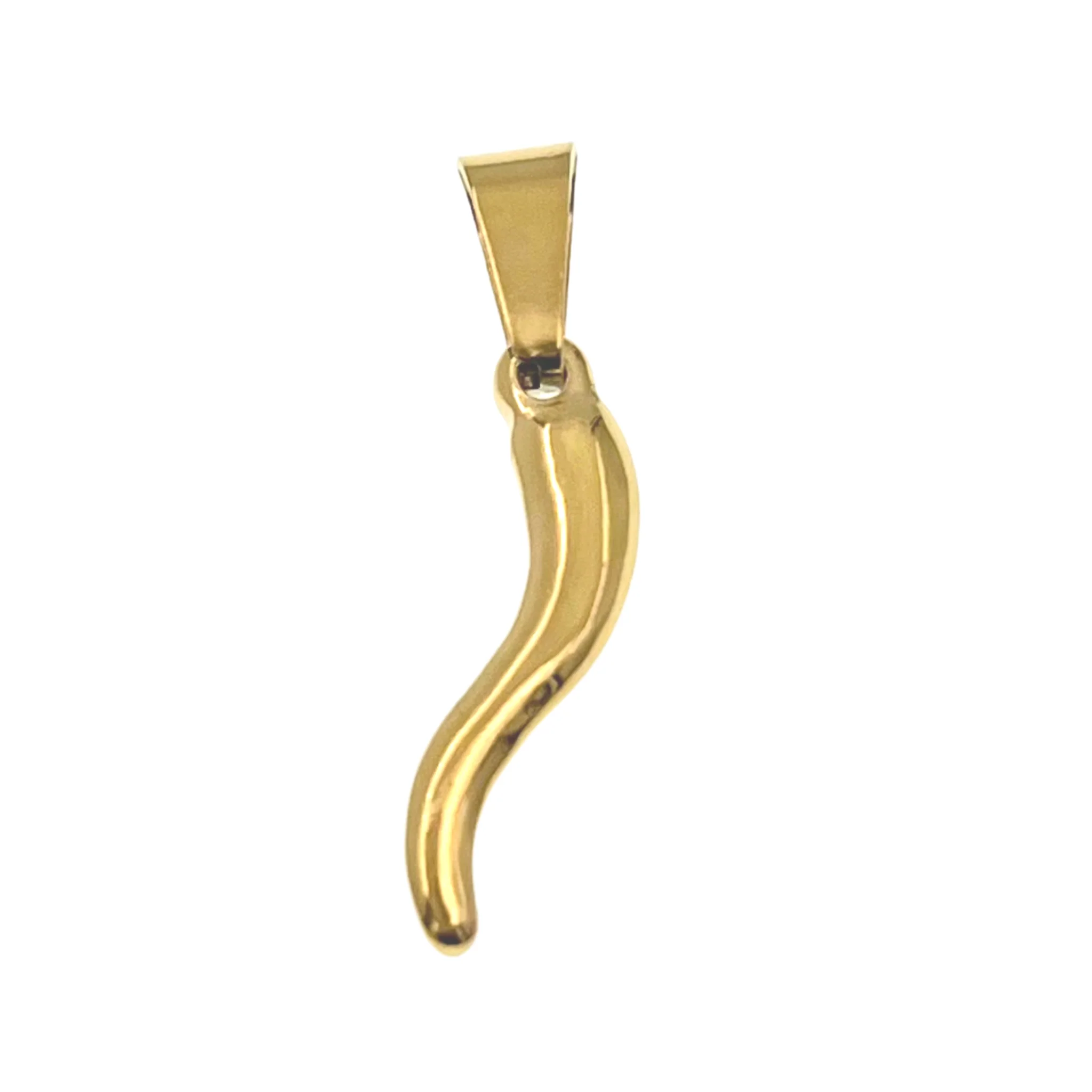 Small Italian Horn "Cornicello" Stainless Steel Pendant / PDJ5002 - Image 4