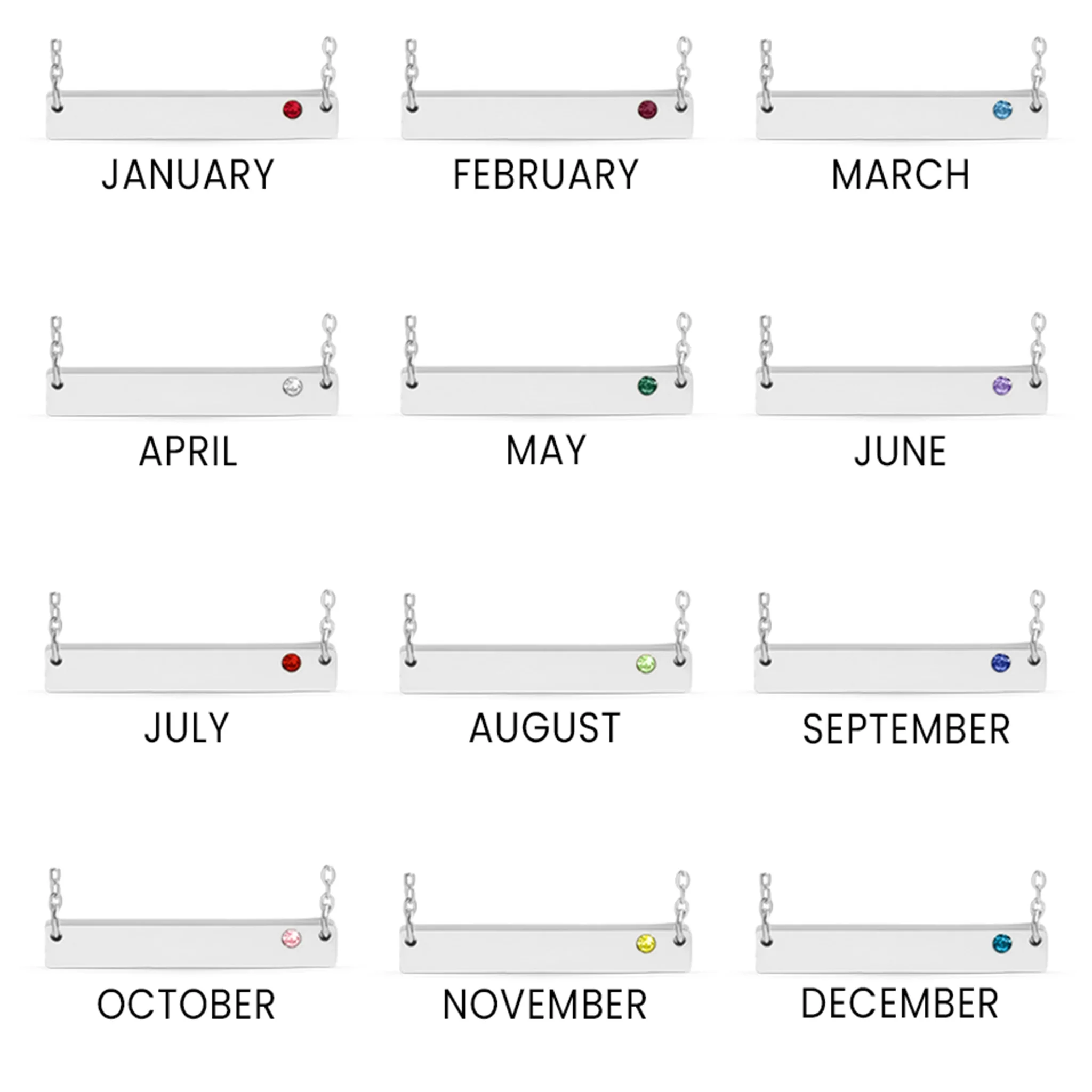 Stainless Steel Bar Birthstone Necklace / SBB0055 - Image 3