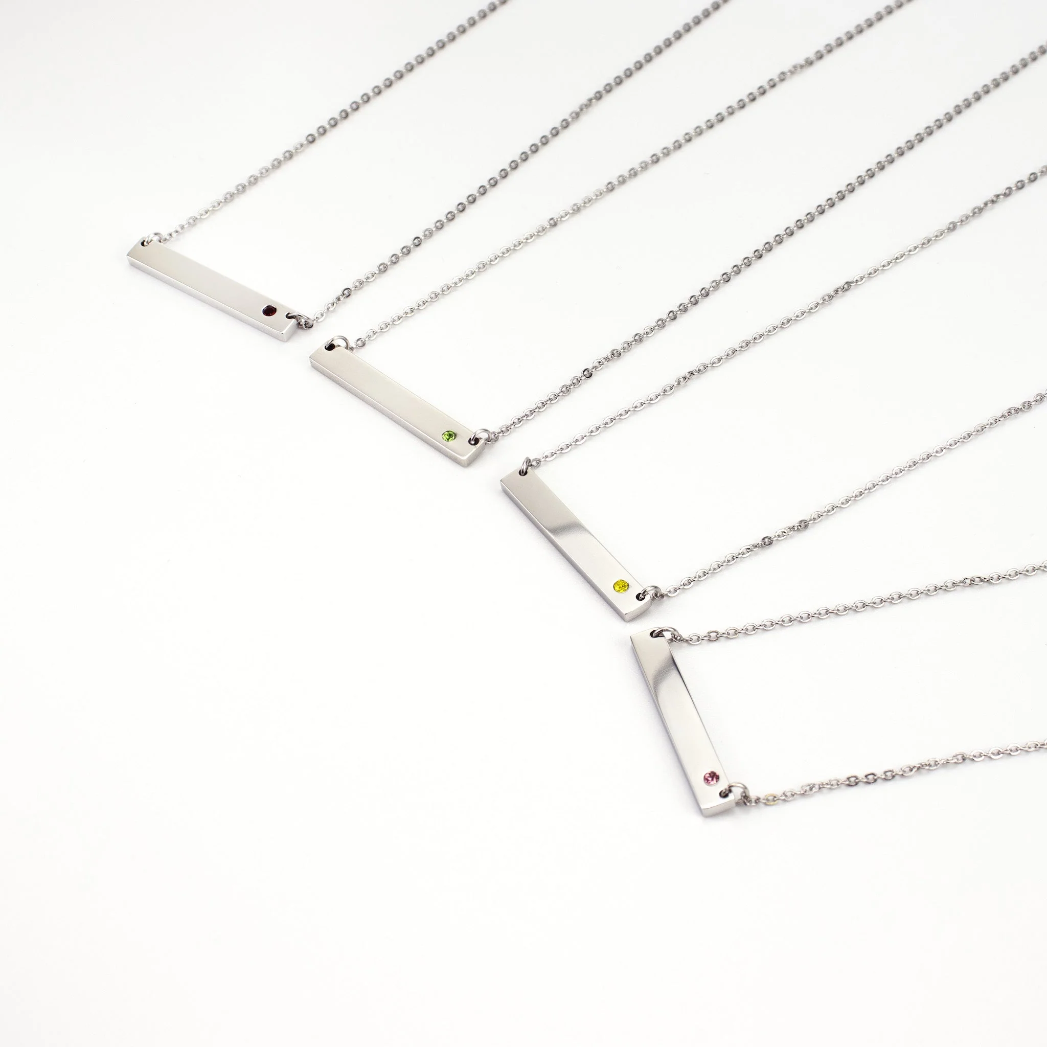 Stainless Steel Bar Birthstone Necklace / SBB0055 - Image 4