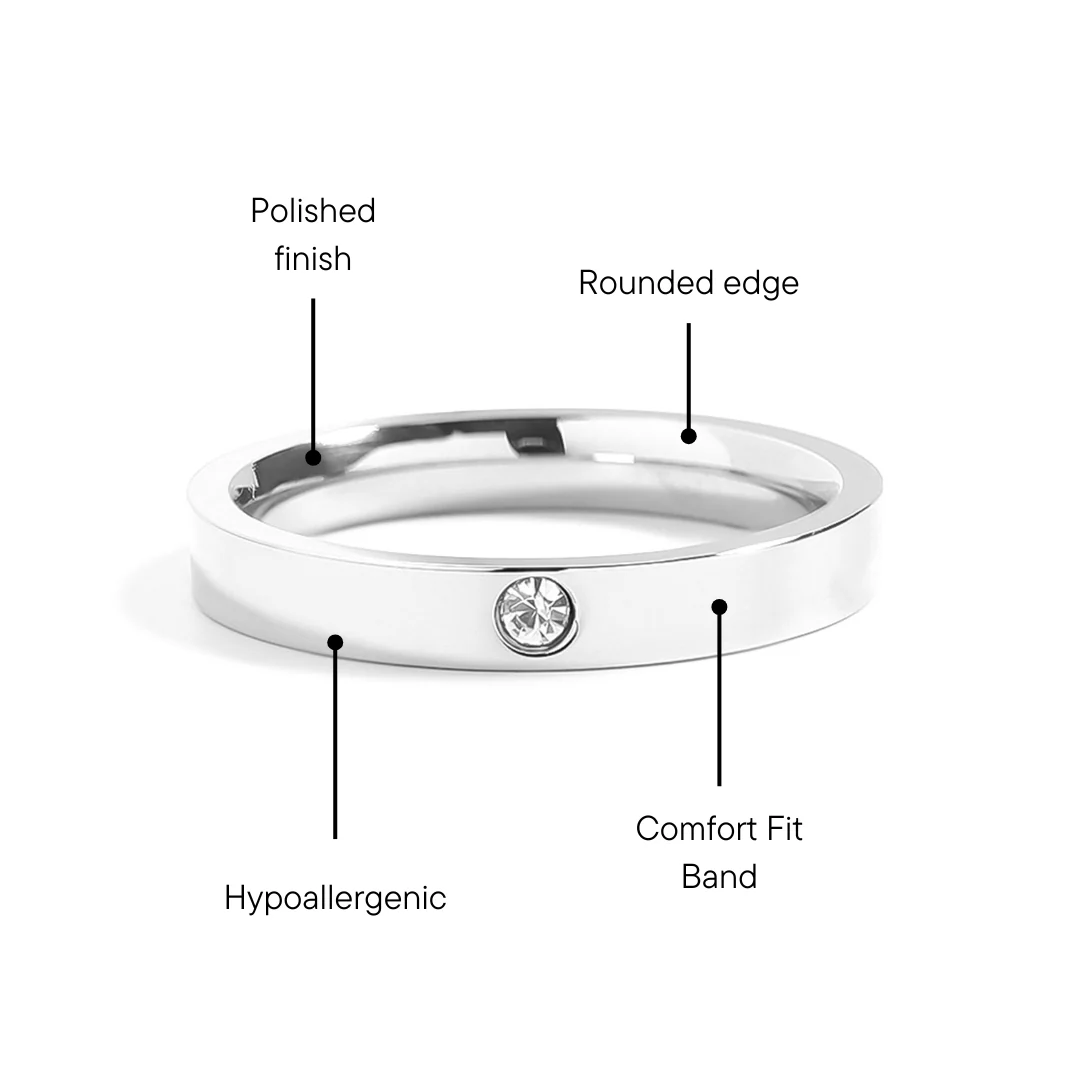 Stainless Steel Birthstone Engravable Stacking Ring / ZRJ1003 - Image 6