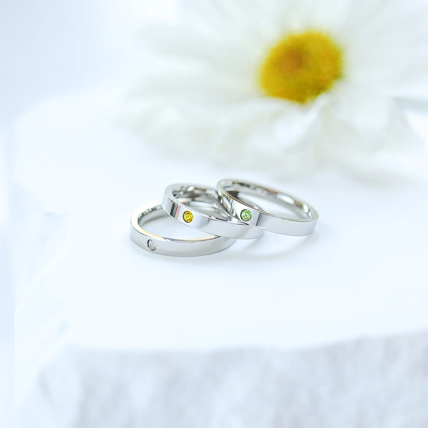 Stainless Steel Birthstone Engravable Stacking Ring / ZRJ1003 - Image 8