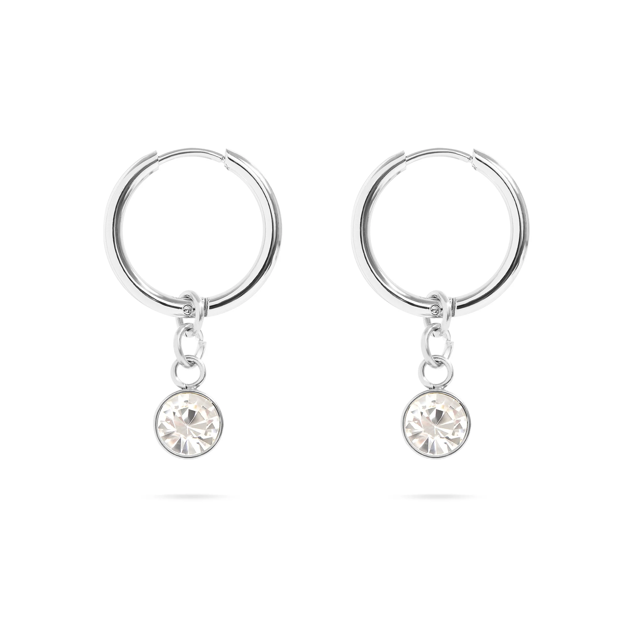 Stainless Steel Birthstone Huggie Earrings / ERJ0073 - Image 3