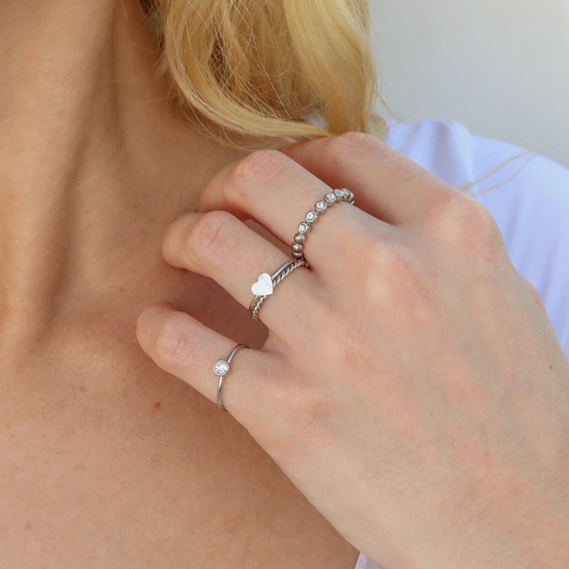 Stainless Steel Birthstone Stacking Ring / ZRJ1000 - Image 5