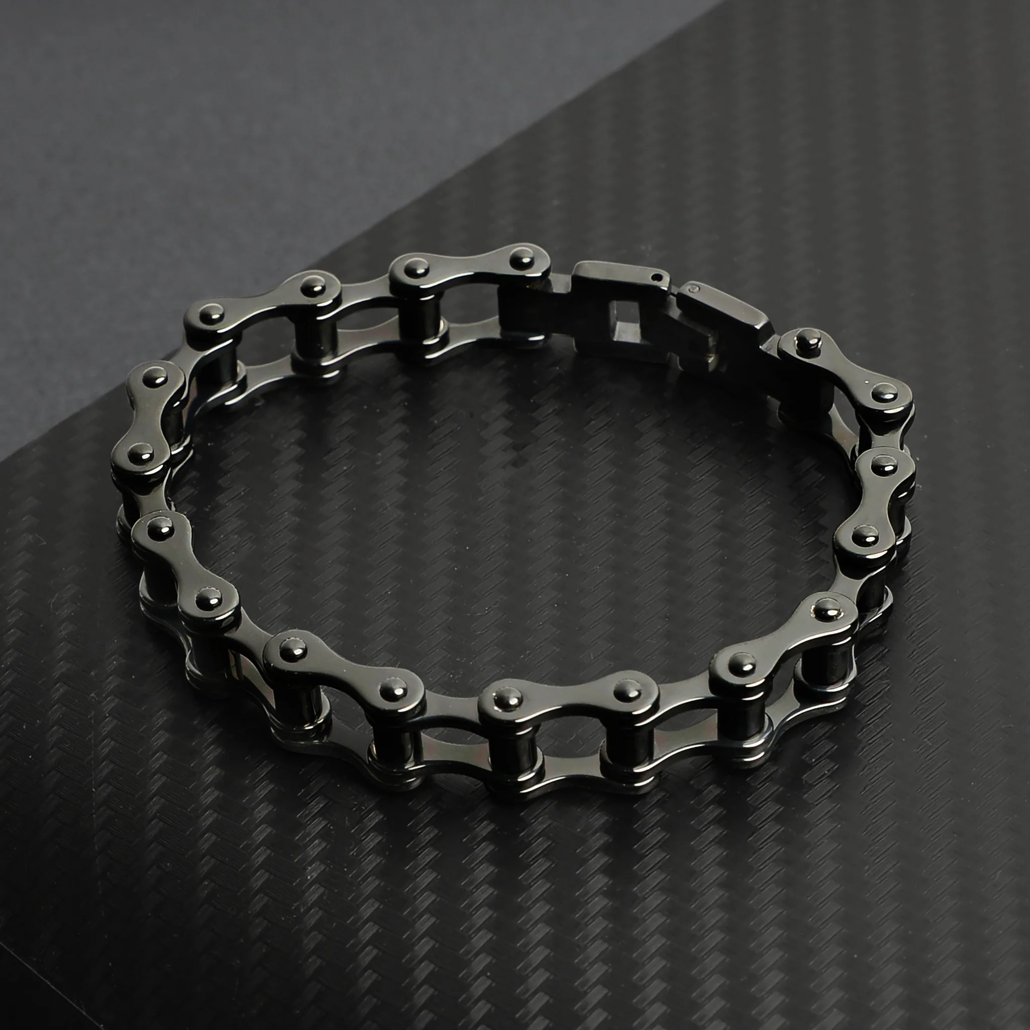 Stainless Steel Black Bike Chain Bracelet / BRJ9023 - Image 3