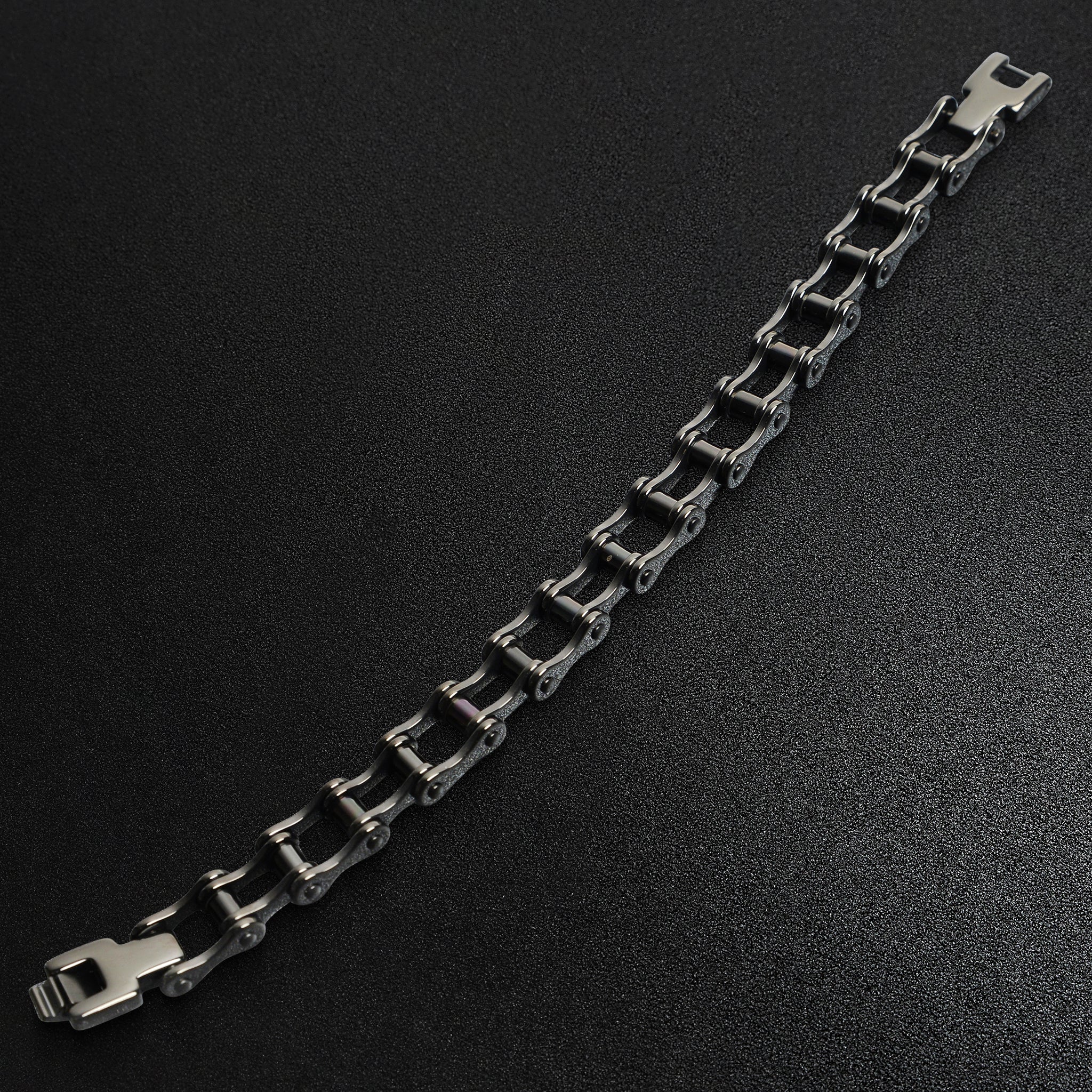 Stainless Steel Black Bike Chain Bracelet / BRJ9023 - Image 4