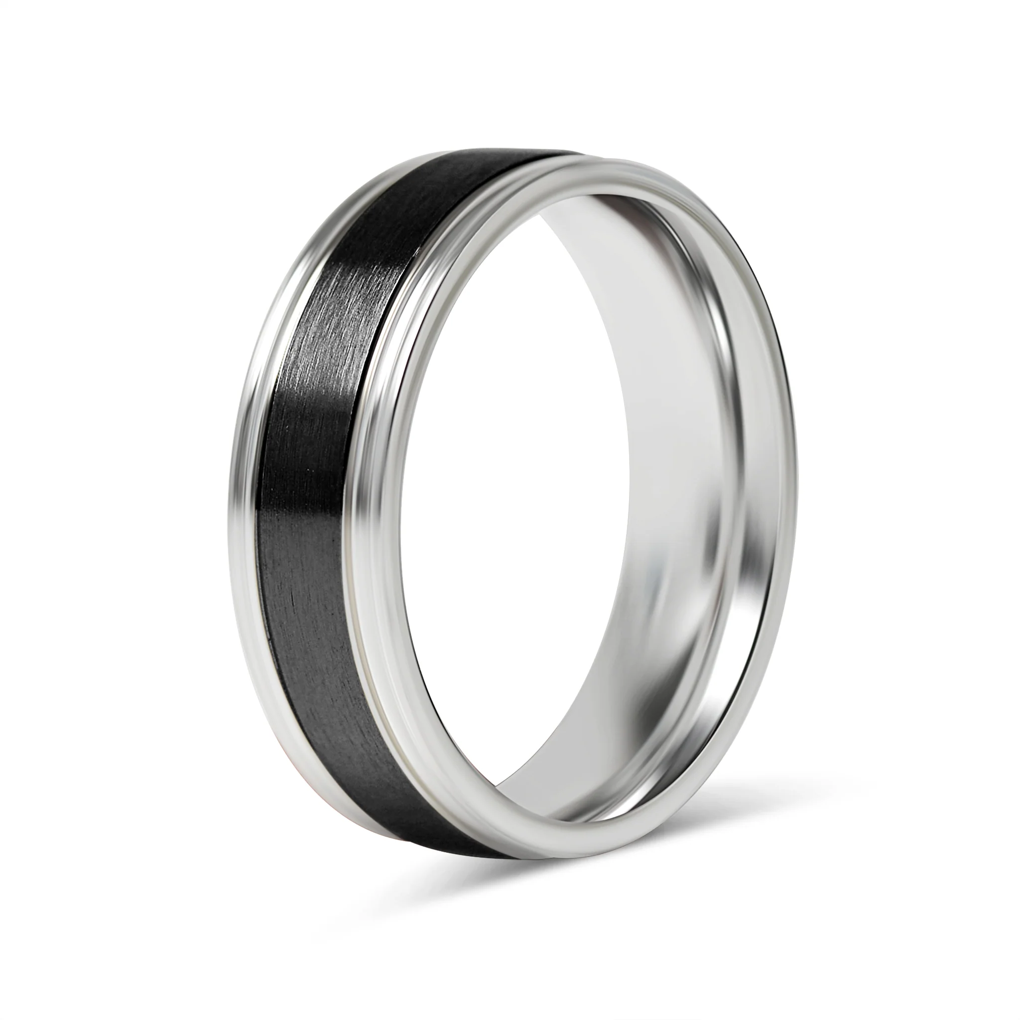 Stainless Steel Black Center Blank Ring / CFR7028 - Image 5