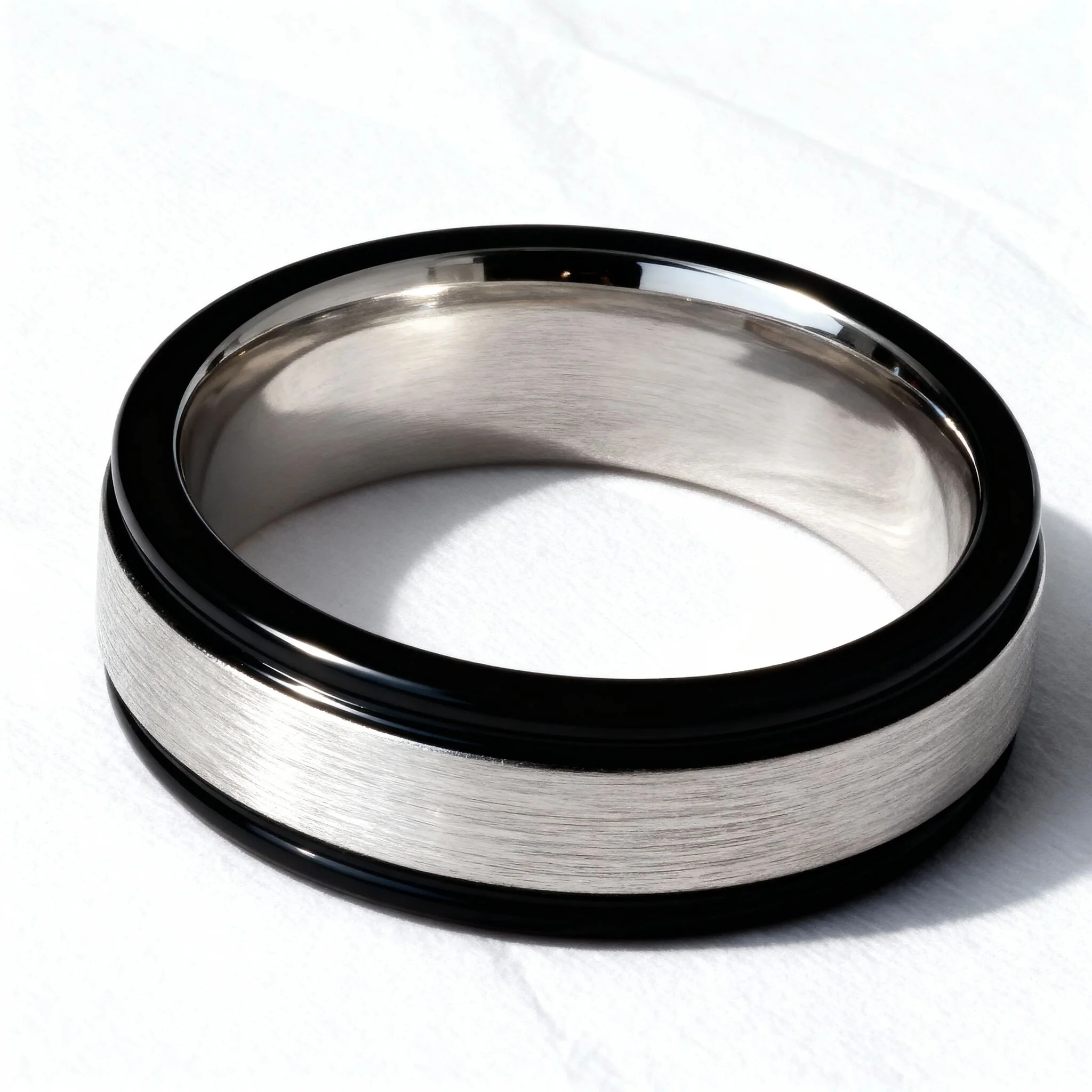 Stainless Steel Black Trim Brushed Center Blank Ring / CFR2929 - Image 10