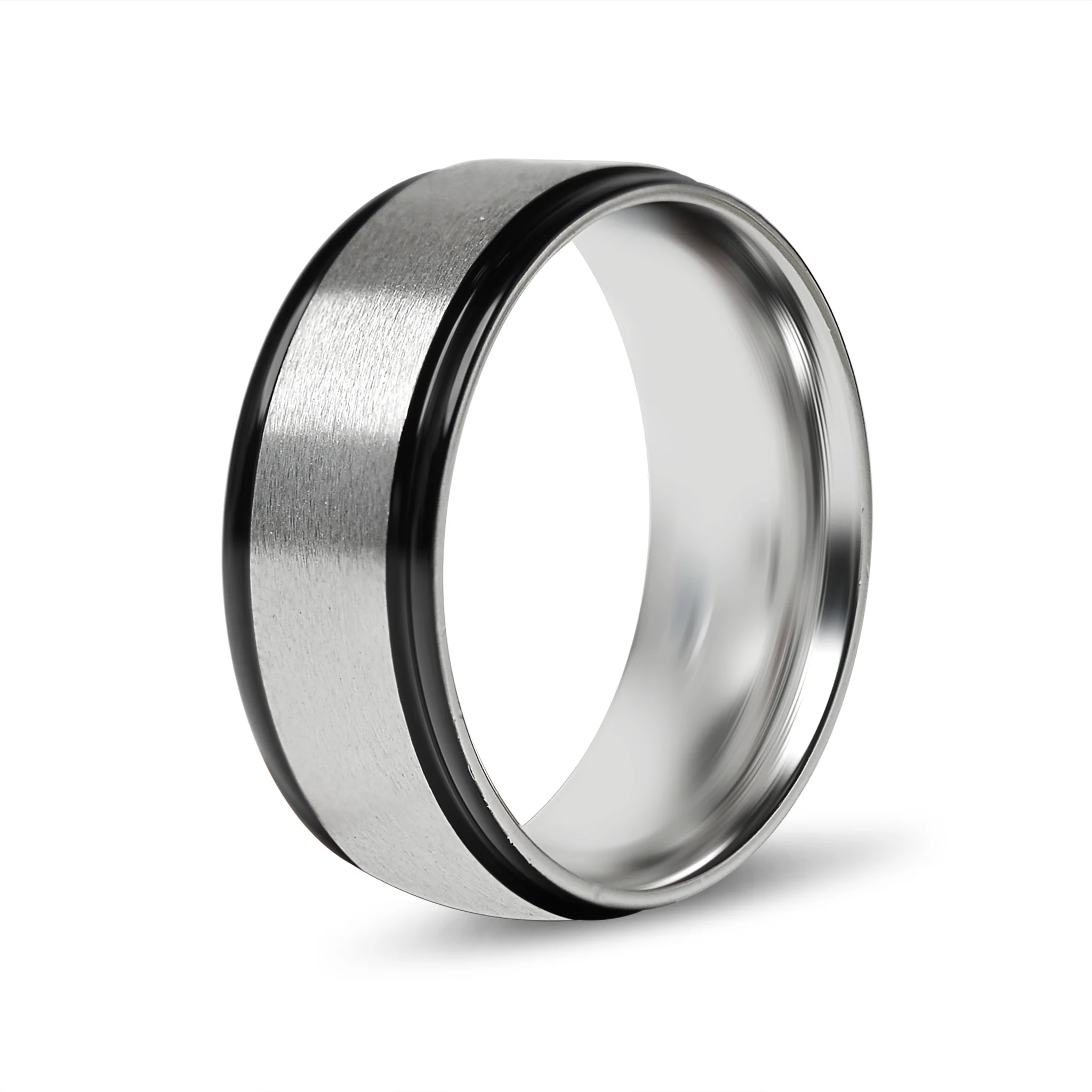Stainless Steel Black Trim Brushed Center Blank Ring / CFR2929 - Image 8