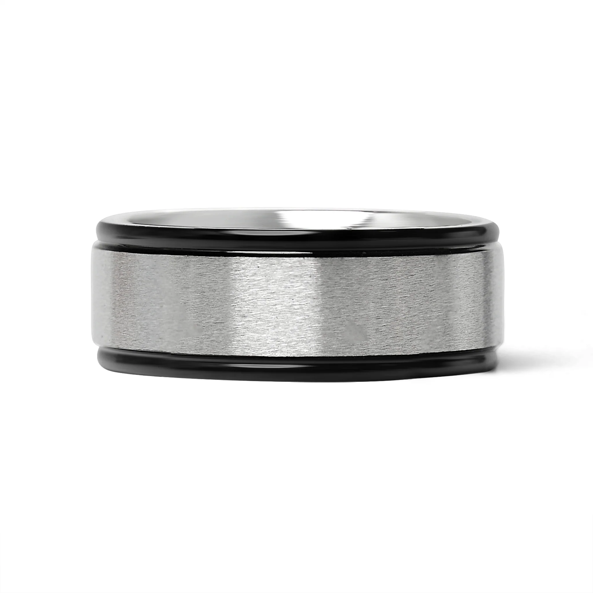 Stainless Steel Black Trim Brushed Center Blank Ring / CFR2929 - Image 9
