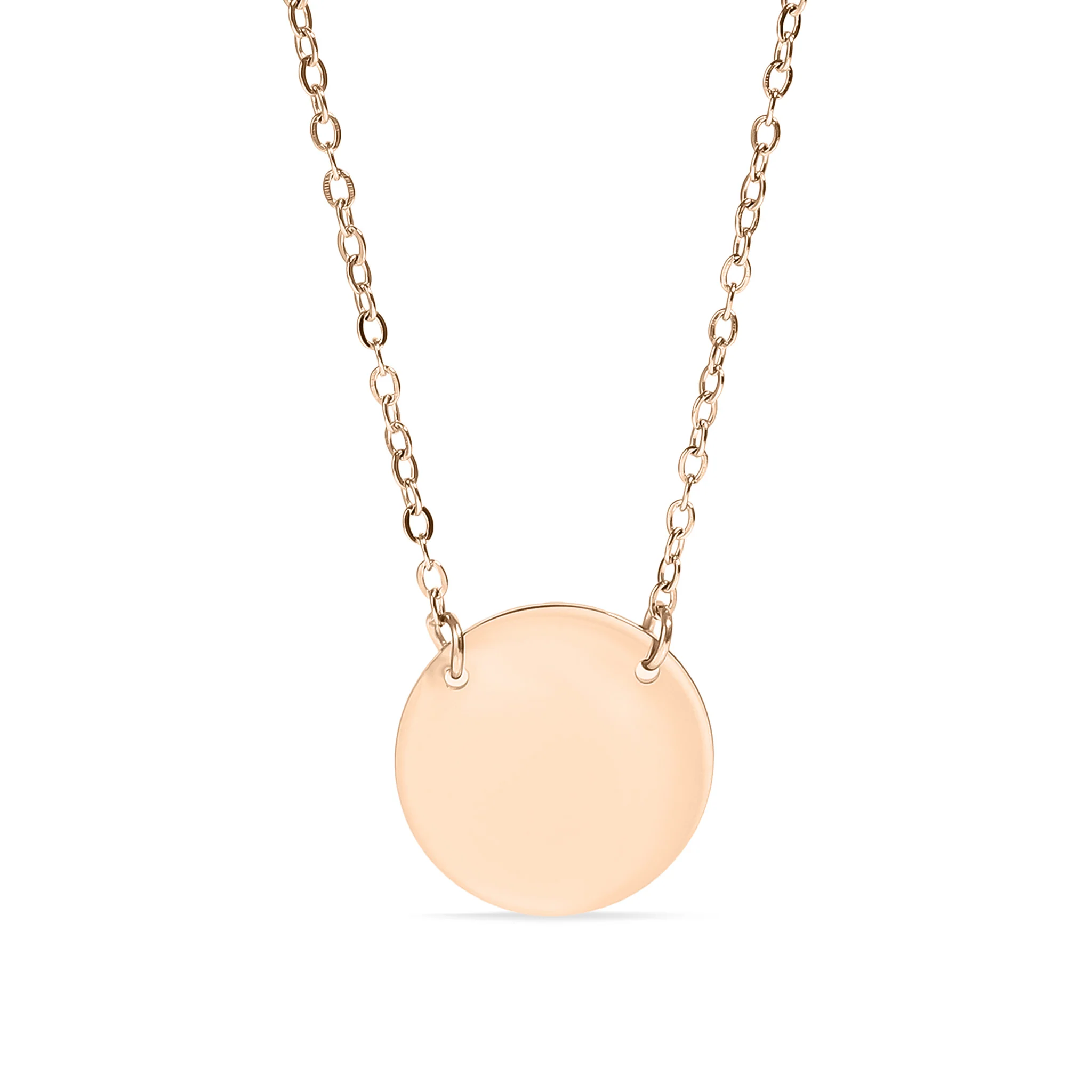 18K Gold PVD Stainless Steel Blank Circle Necklace / SBB0240 - Image 4