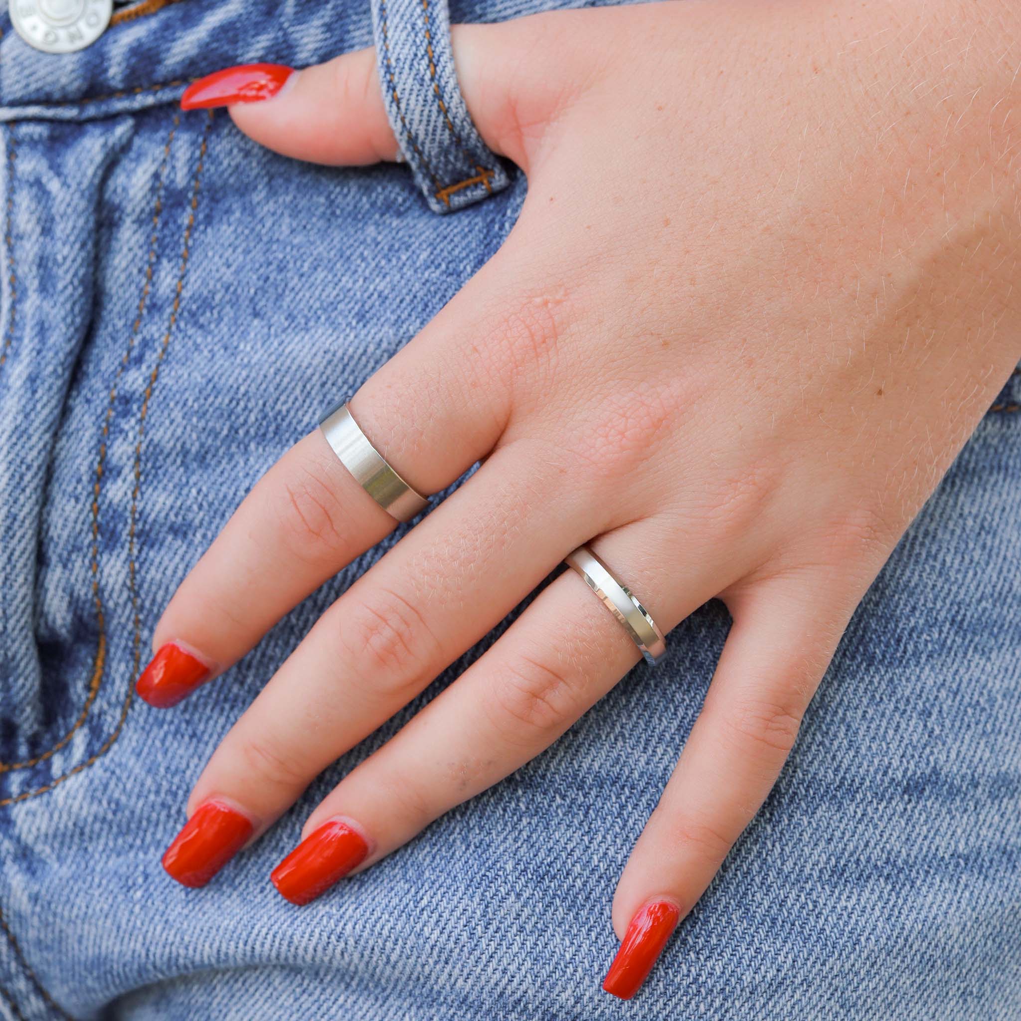 Stainless Steel Polished Beveled Edge Blank Ring / CFR9004 - Image 3