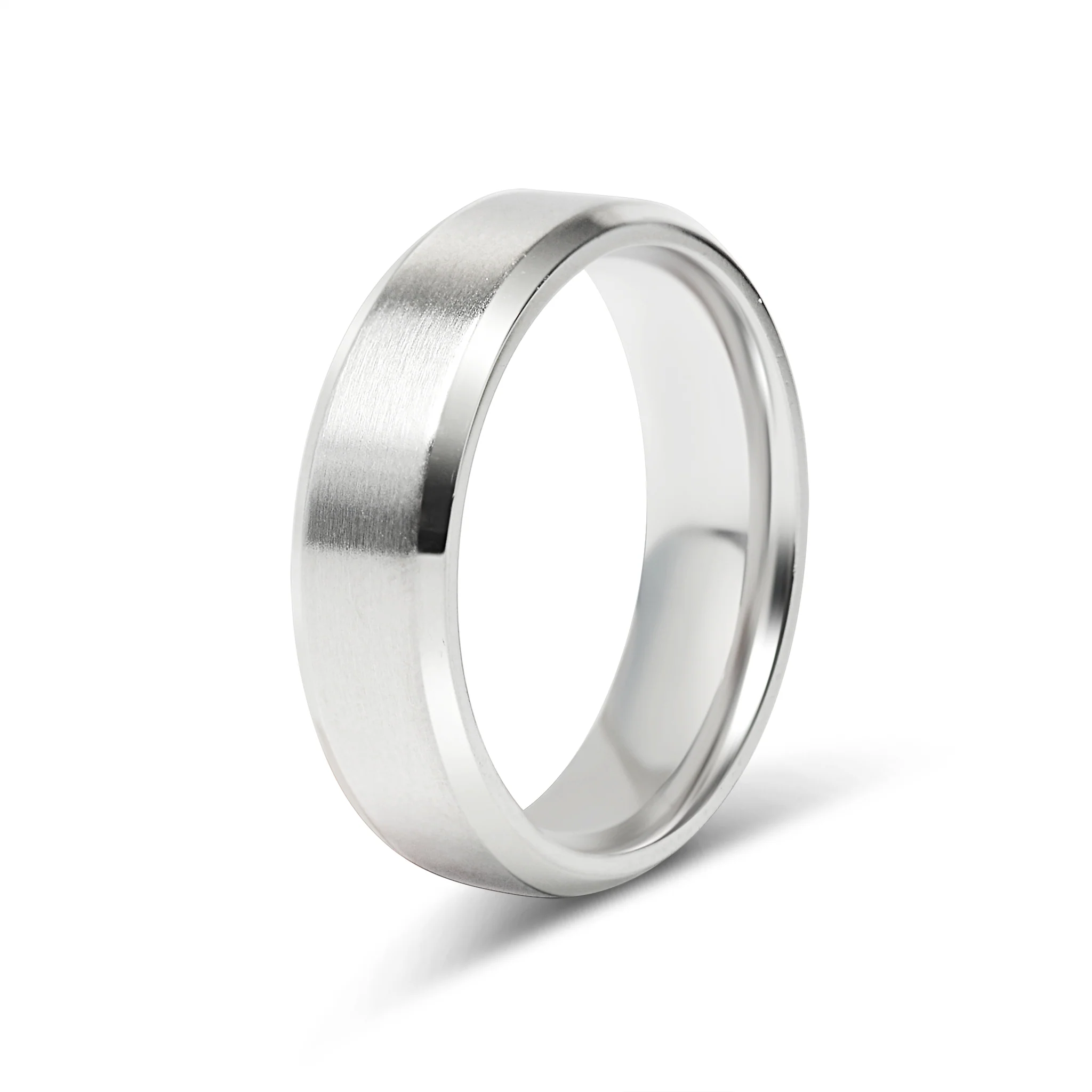 Stainless Steel Brushed Beveled Edge Blank Ring / CFR9003 - Image 6