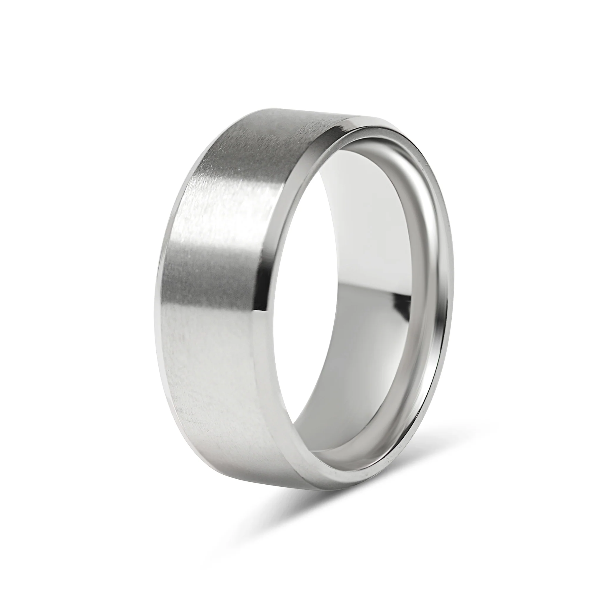 Stainless Steel Brushed Beveled Edge Blank Ring / CFR9003 - Image 7