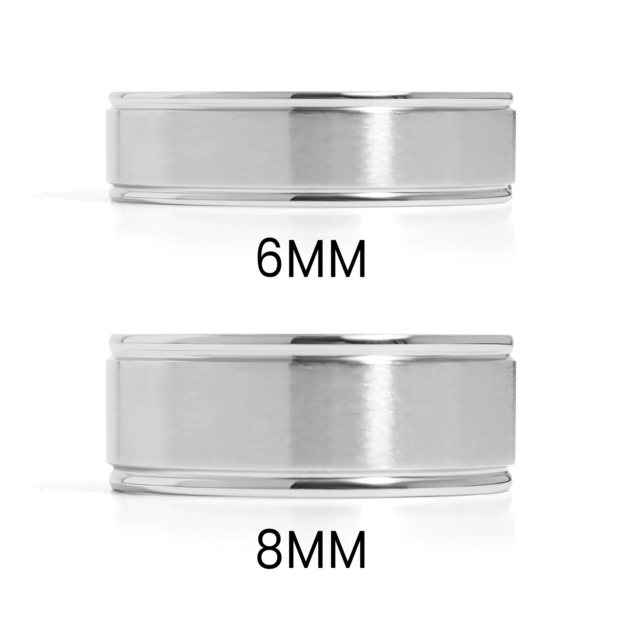 Stainless Steel Blank Ring Brushed Center Grooved Edge / CFR7020 - Image 4