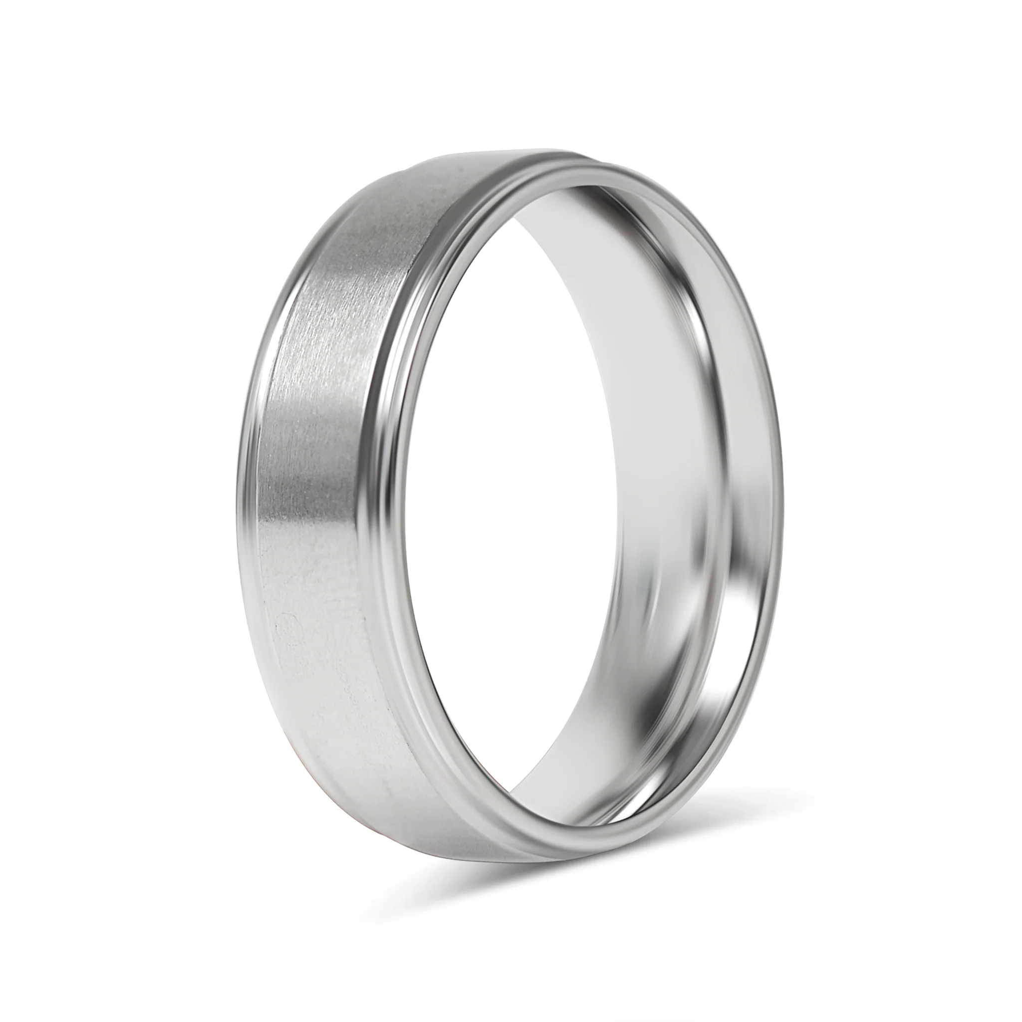 Stainless Steel Blank Ring Brushed Center Grooved Edge / CFR7020 - Image 7