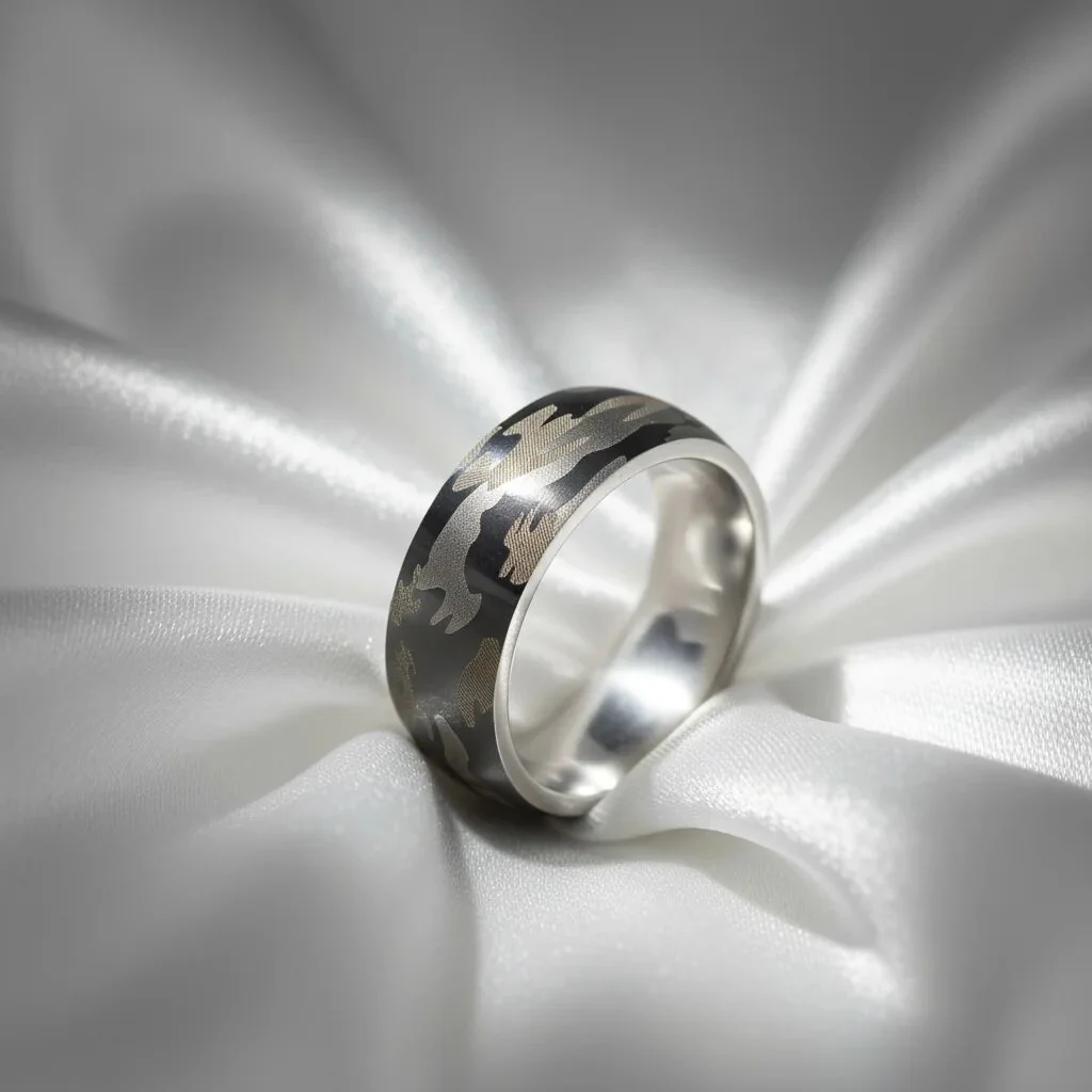 Stainless Steel Camouflage Blank Ring / CFR7017 - Image 11