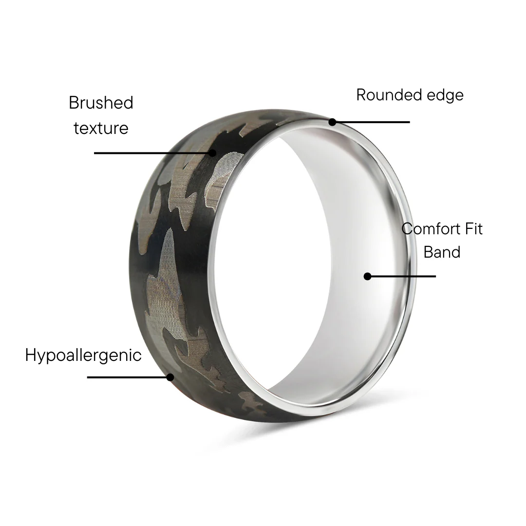 Stainless Steel Camouflage Blank Ring / CFR7017 - Image 3