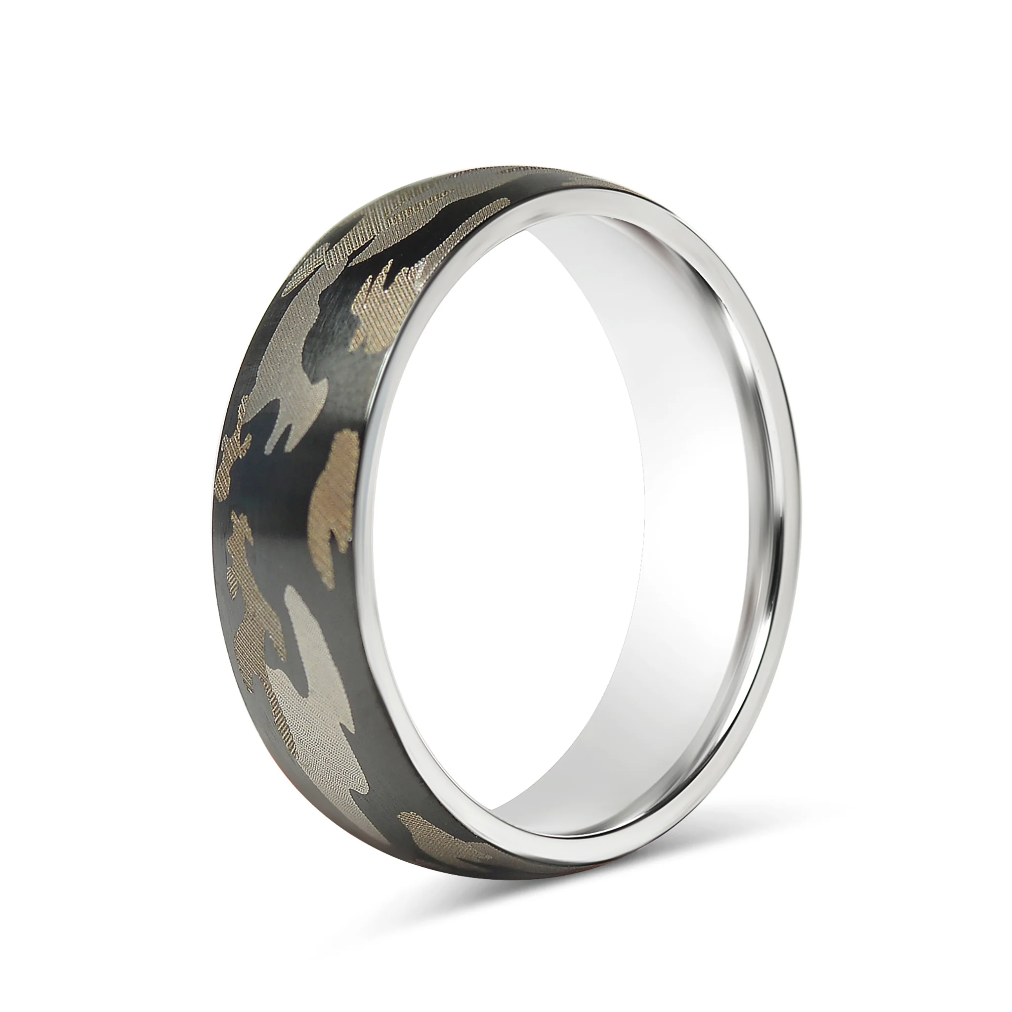Stainless Steel Camouflage Blank Ring / CFR7017 - Image 6
