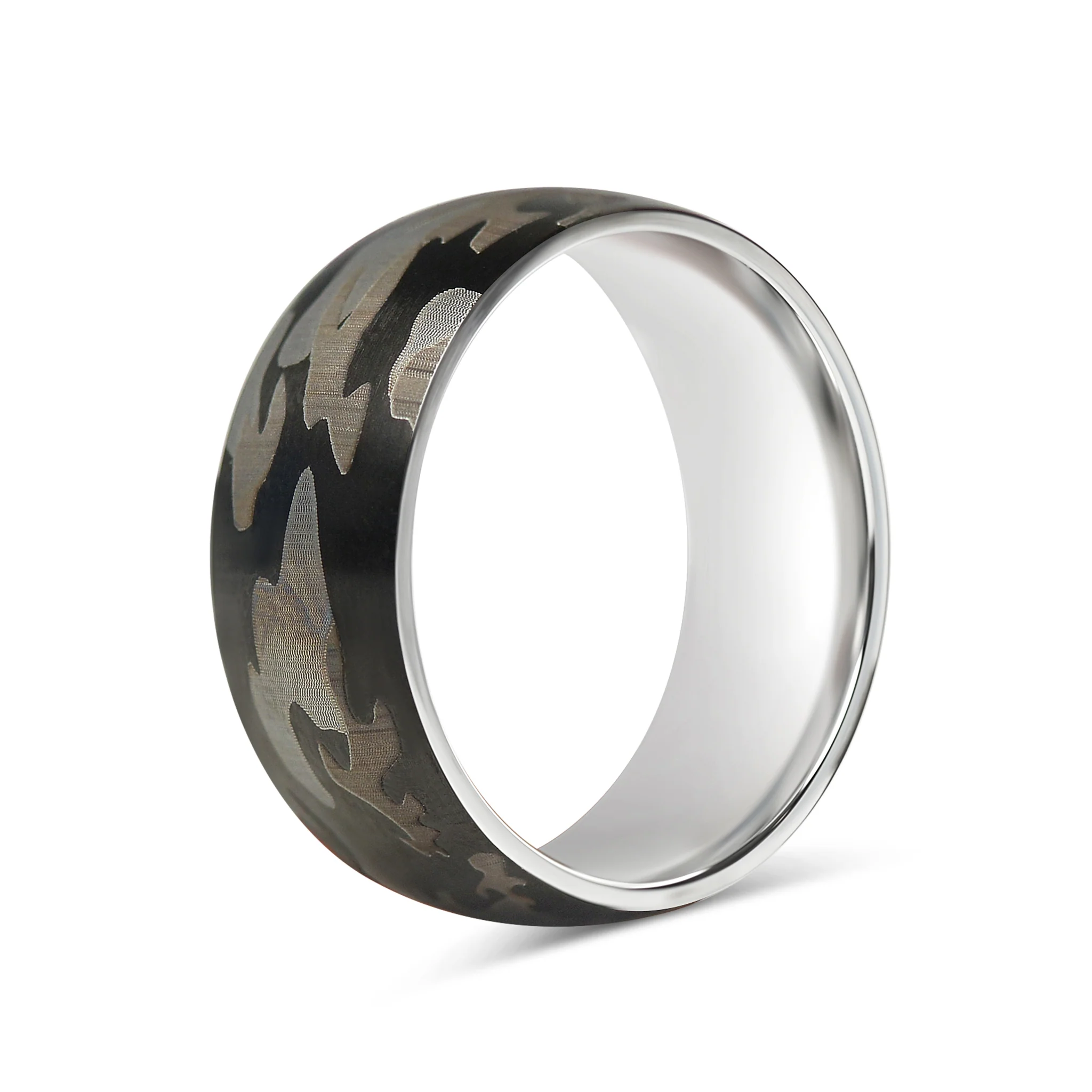 Stainless Steel Camouflage Blank Ring / CFR7017 - Image 7