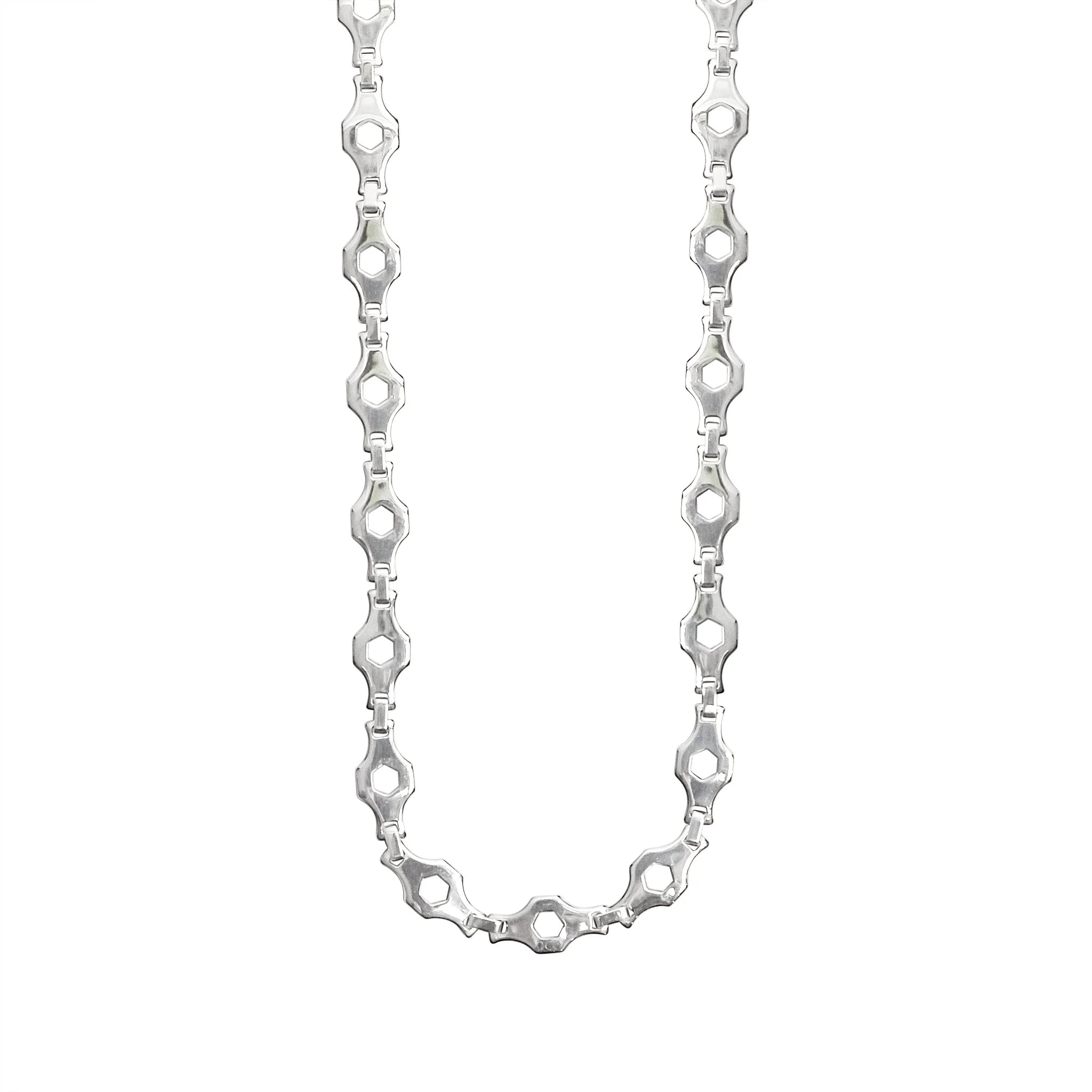 Stainless Steel Hexagon Fancy Chain Necklace / NCC0001 - Image 3
