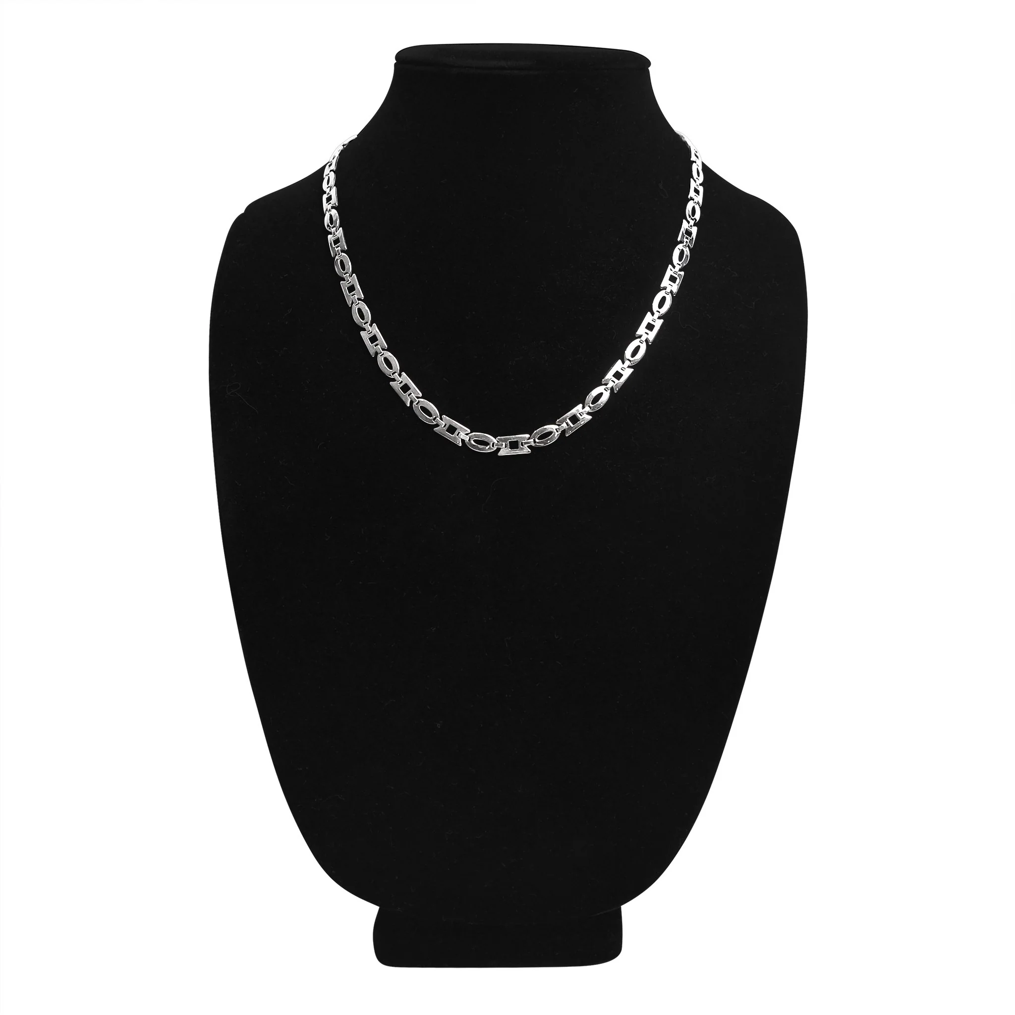 Stainless Steel Oval and Rectangle Fancy Chain Necklace / NCC0002 - Image 4