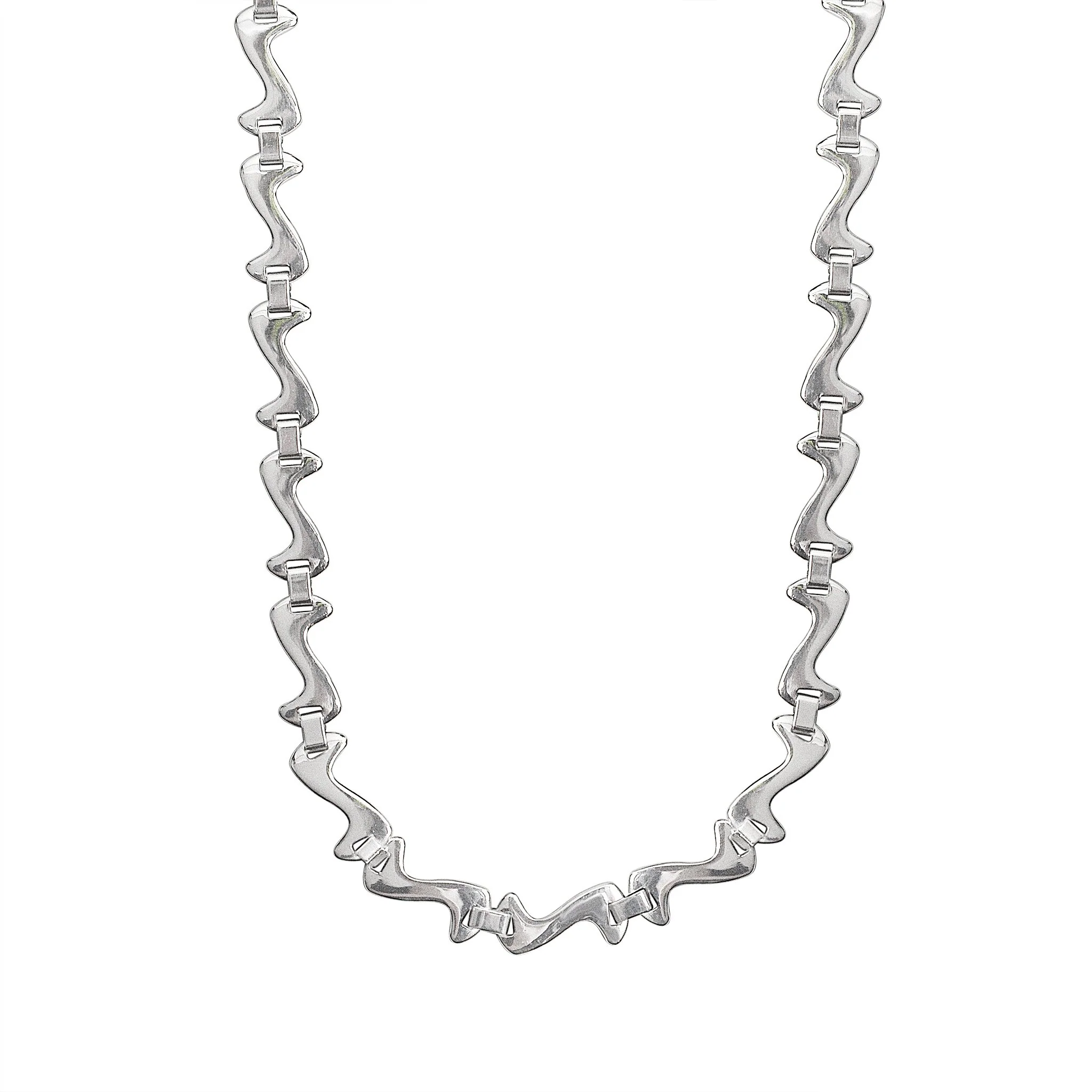 Stainless Steel Swish Wave Fancy Chain Necklace / NCC0005 - Image 3