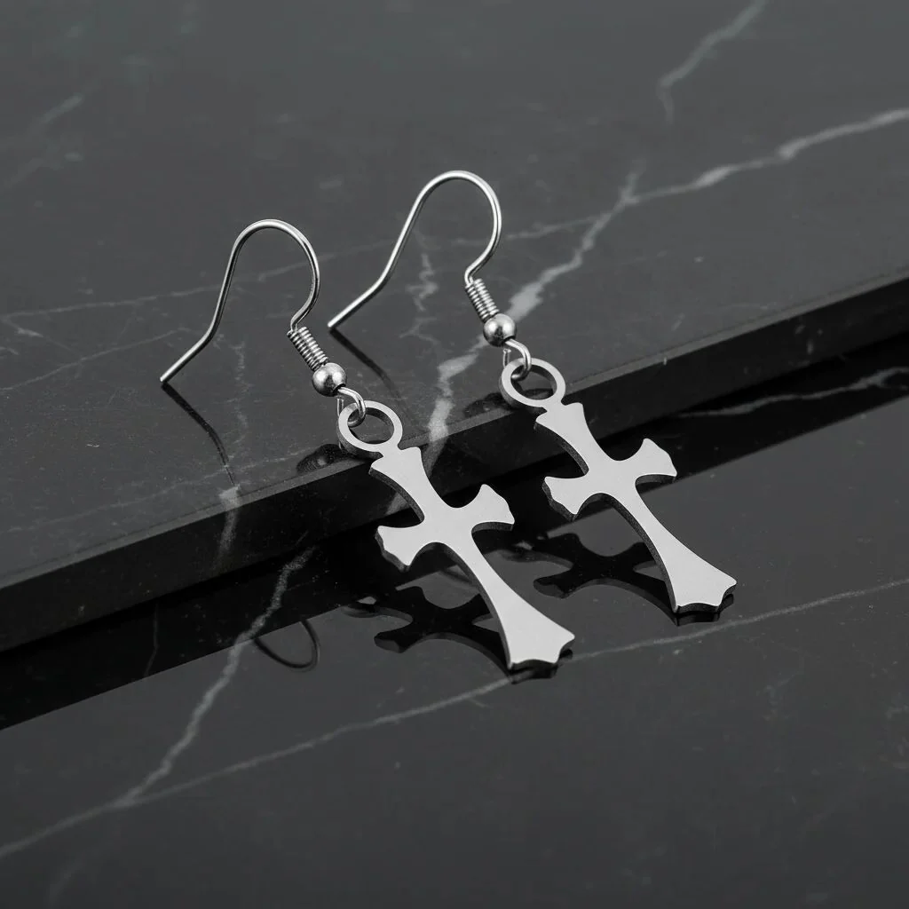 Stainless Steel Cross Earrings / ERJ0001 - Image 3