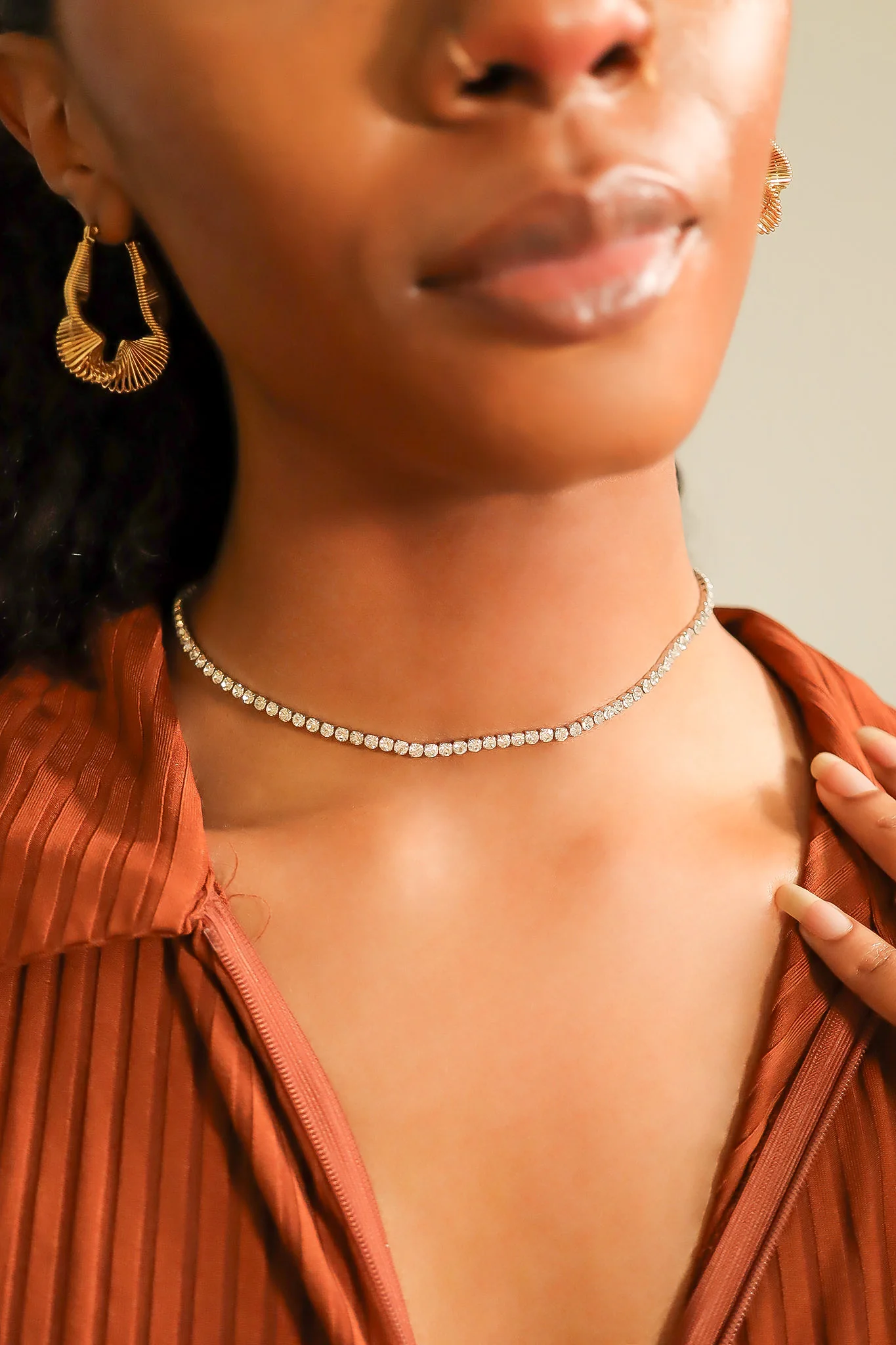 Stainless Steel CZ Tennis Chain Necklace / TNN0001 - Image 4