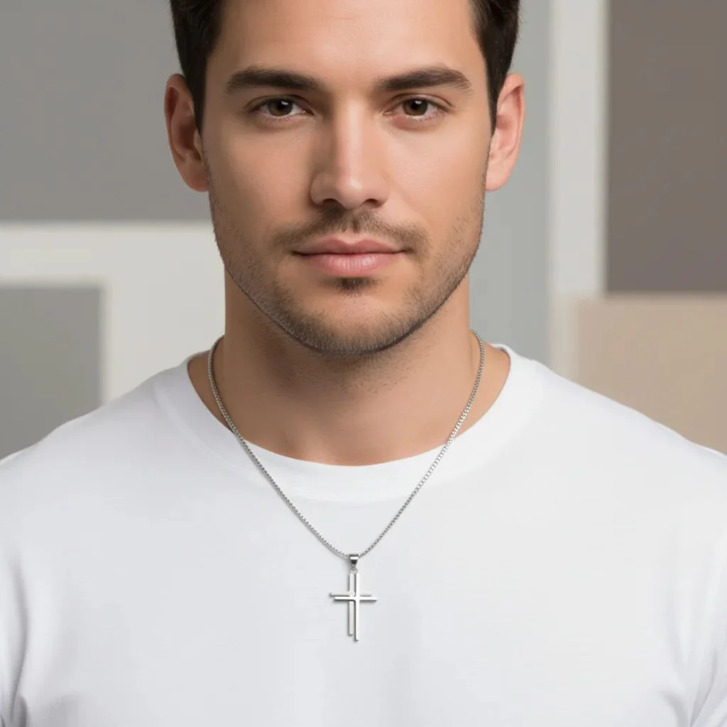 Stainless Steel Double Cross Pendant / PDJ3169 - Image 4