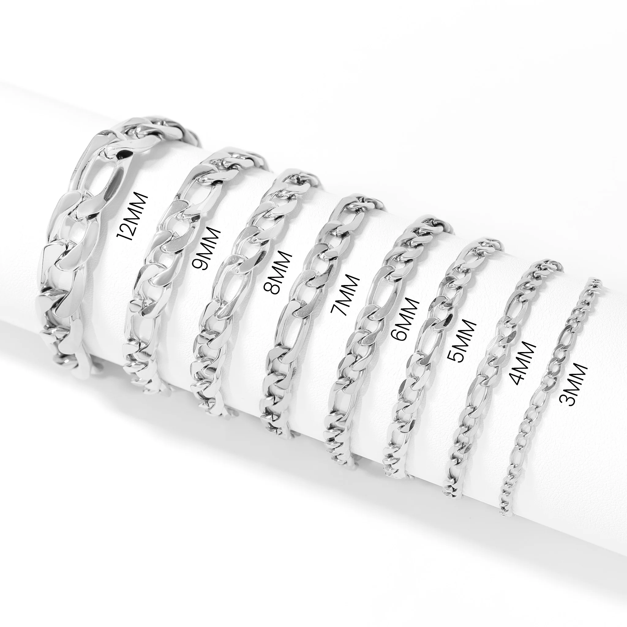 Stainless Steel Figaro Chain Bracelet / BRJ9096 - Image 4