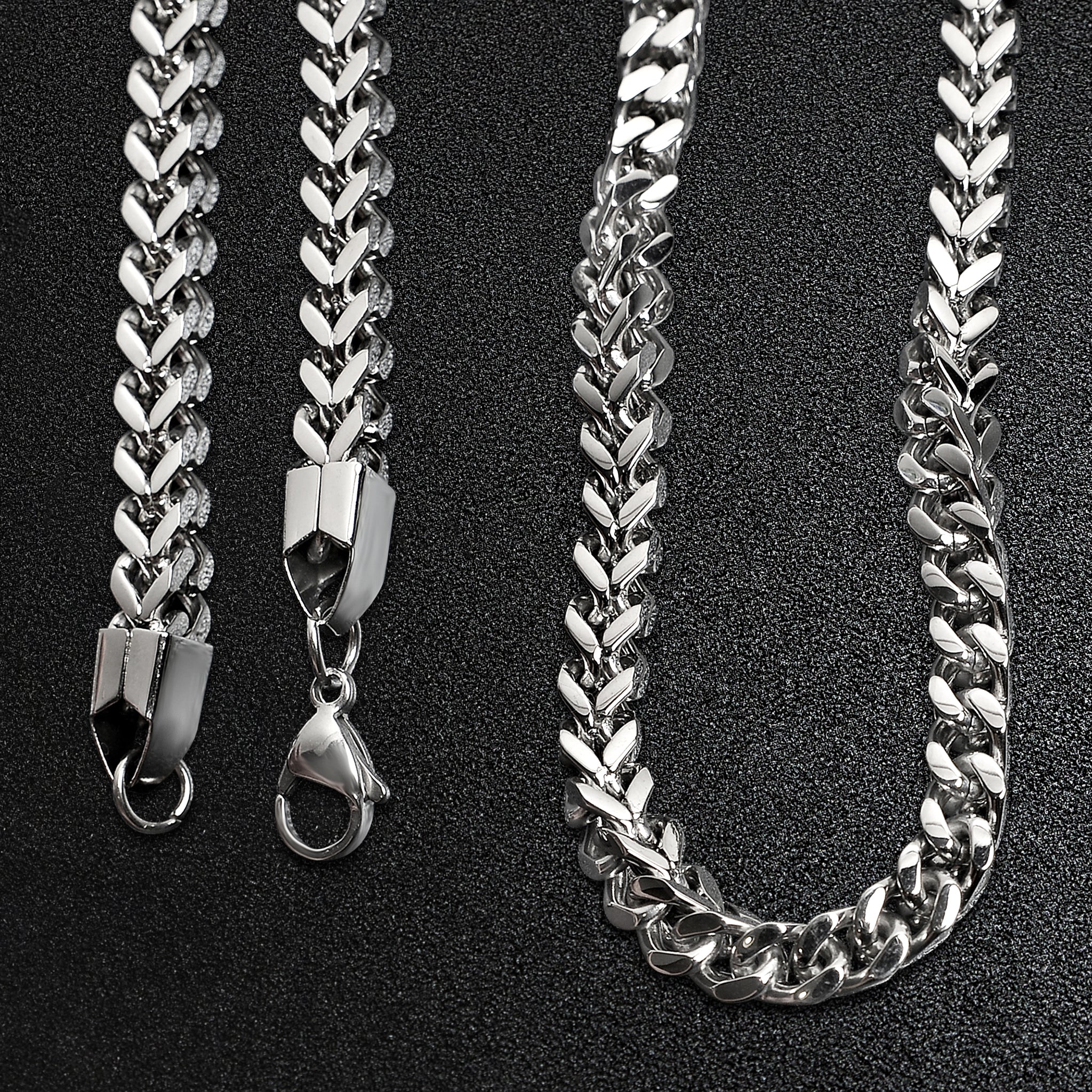 Stainless Steel Franco Wheat Chain Necklace / CHN9800 - Image 6