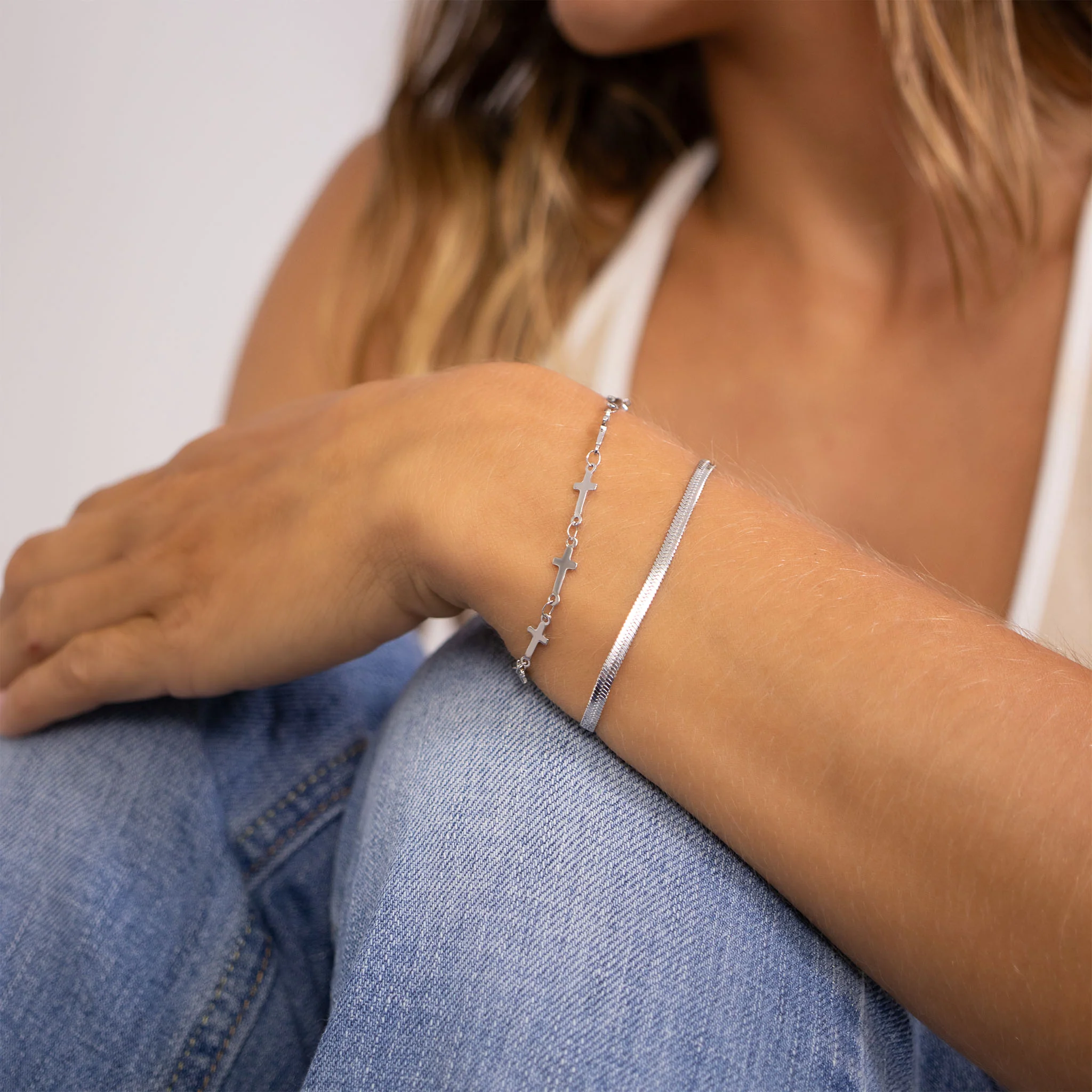 Stainless Steel Herringbone Chain Bracelet / BRJ9081 - Image 3