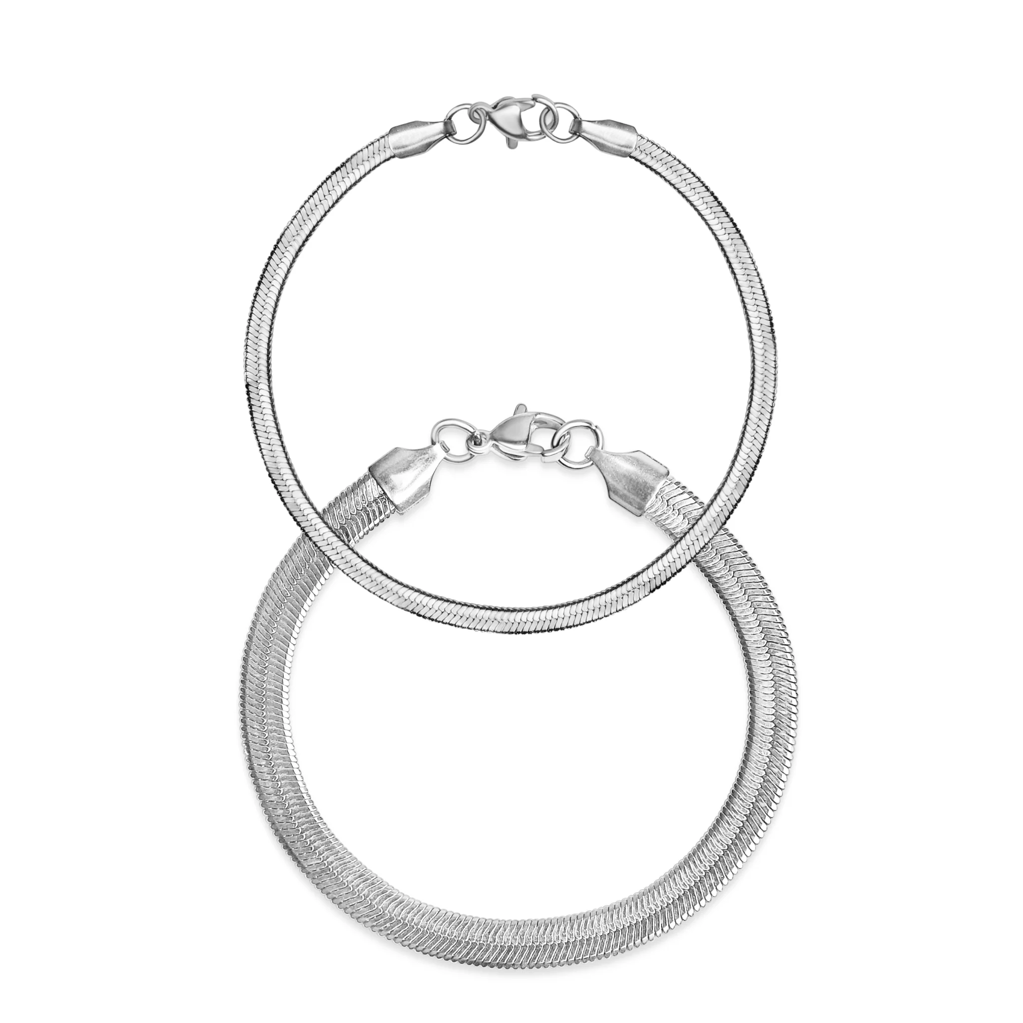 Stainless Steel Herringbone Chain Bracelet / BRJ9081 - Image 4