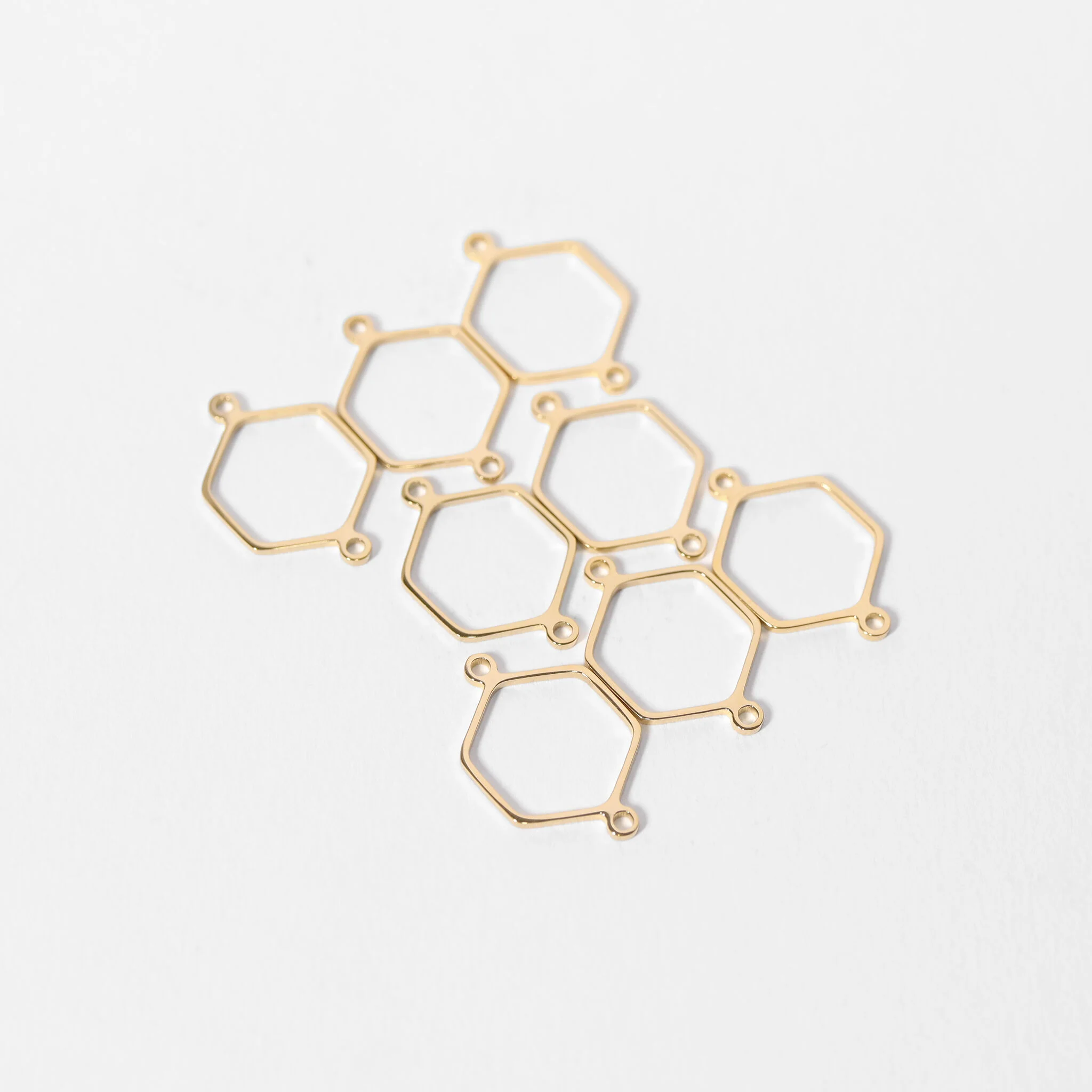 18K Gold PVD Stainless Steel Hexagon Connector Charms / SBB0336 - Image 4