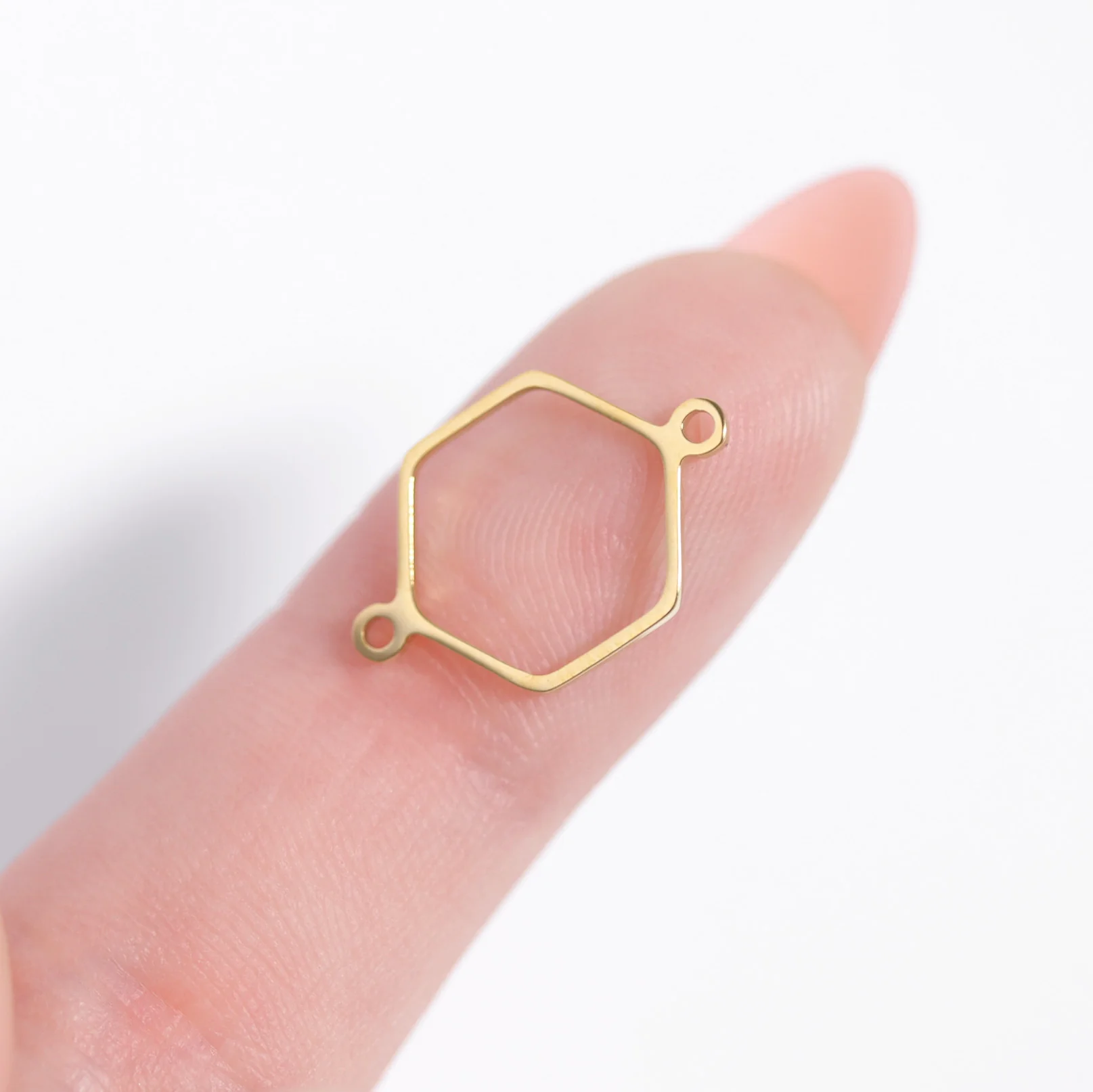 18K Gold PVD Stainless Steel Hexagon Connector Charms / SBB0336 - Image 5