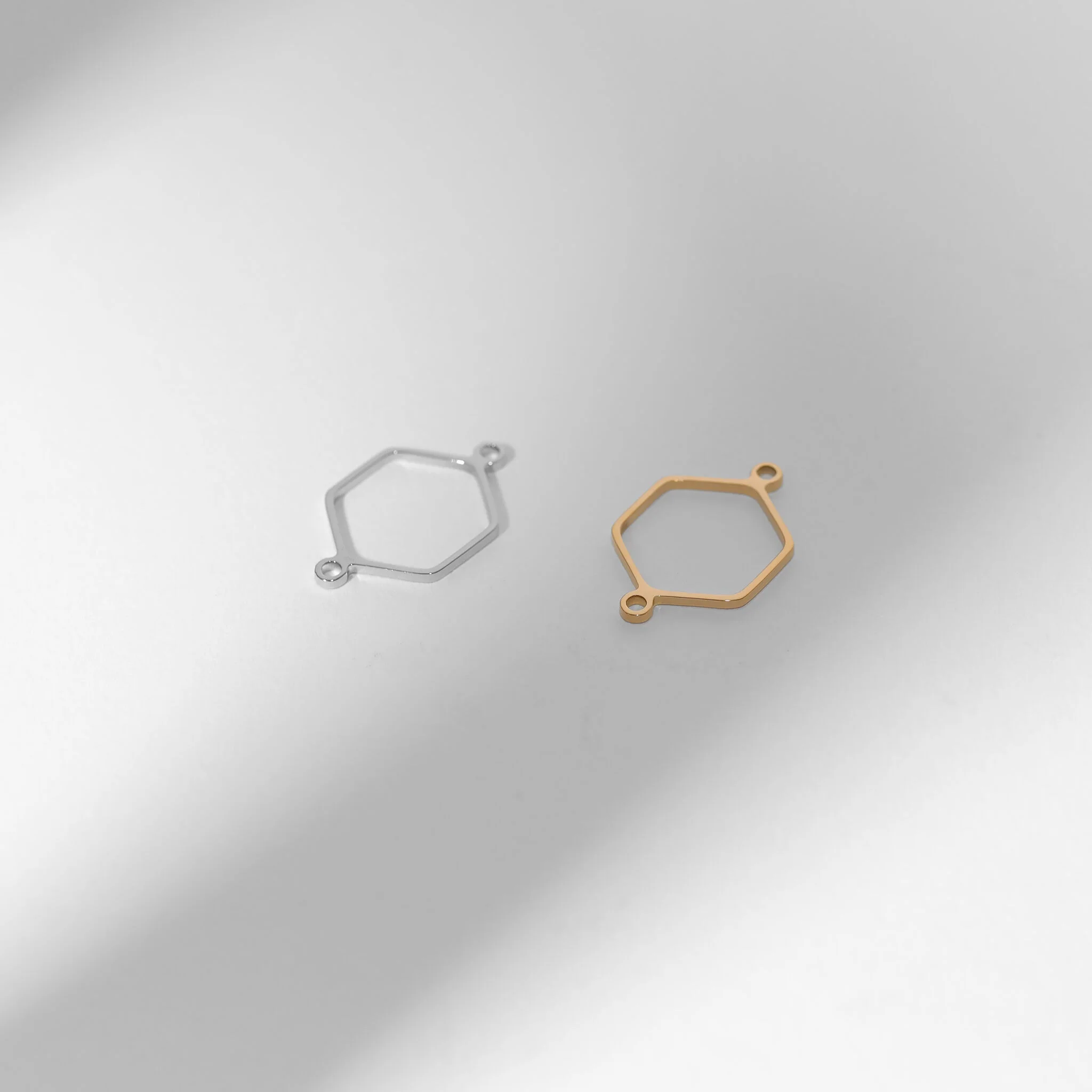 18K Gold PVD Stainless Steel Hexagon Connector Charms / SBB0336 - Image 6