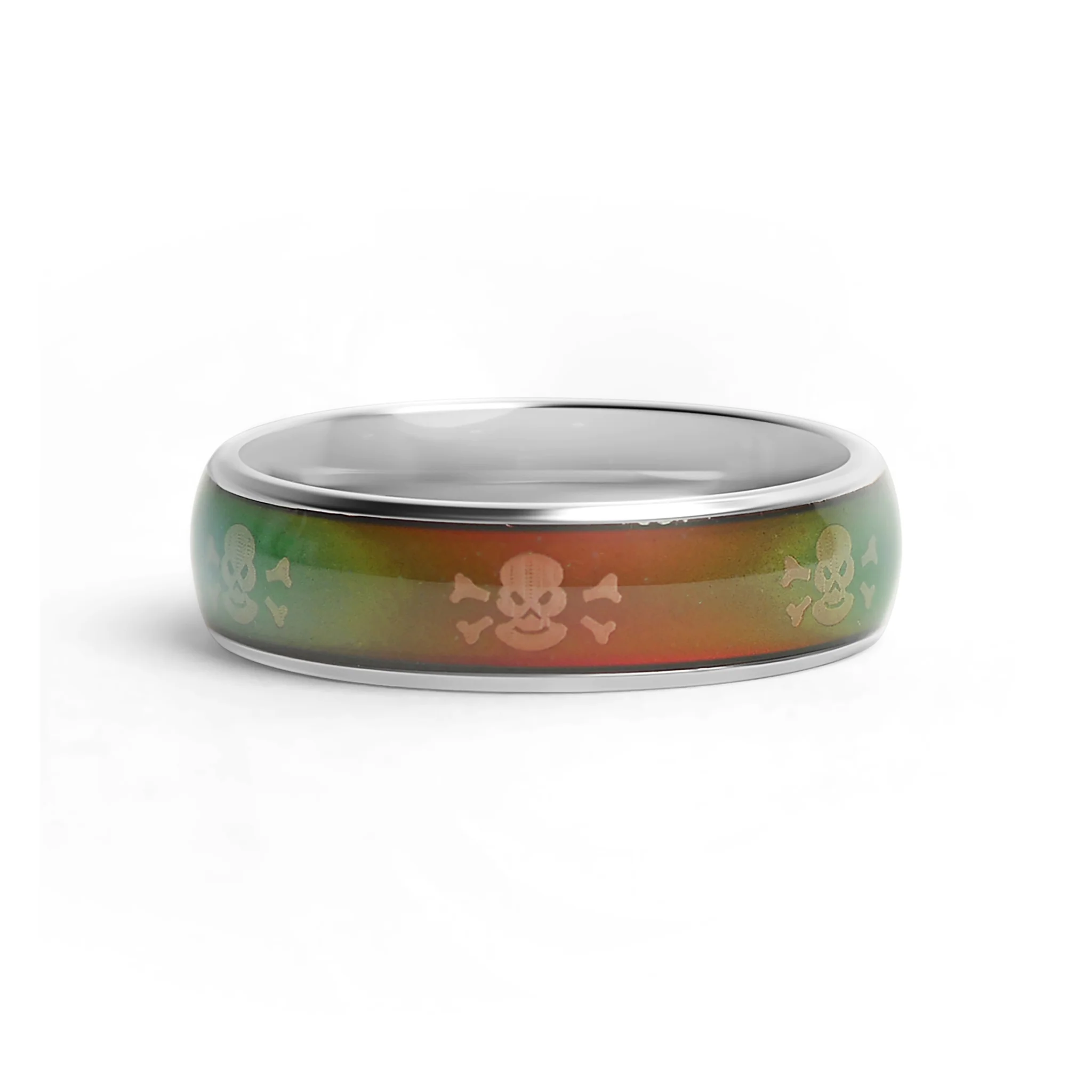 Stainless Steel Mood Band With Skull And Crossbones Ring / CFR9012 - Image 6
