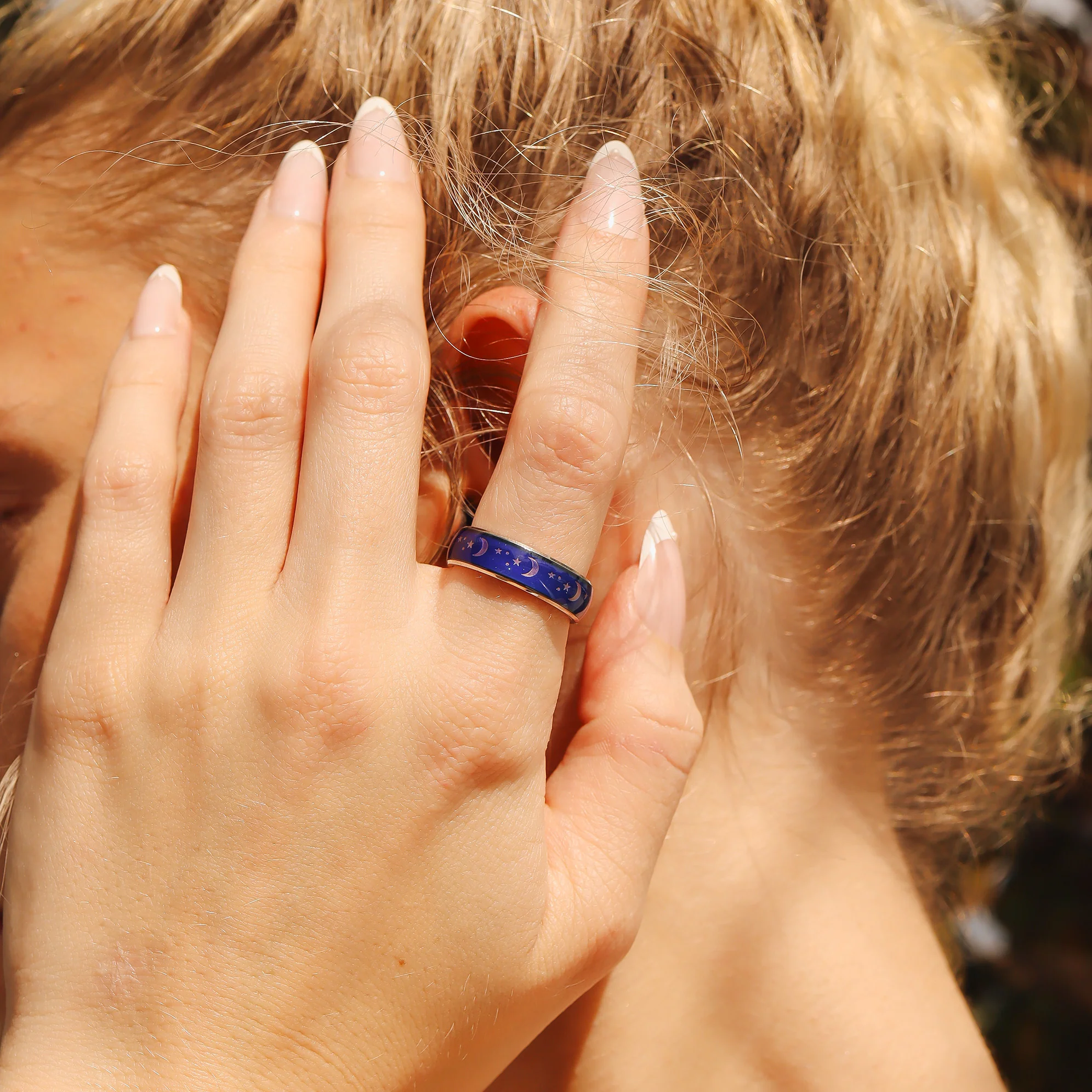 Stainless Steel Mood Band With Stars And Moons Ring / CFR9010 - Image 4