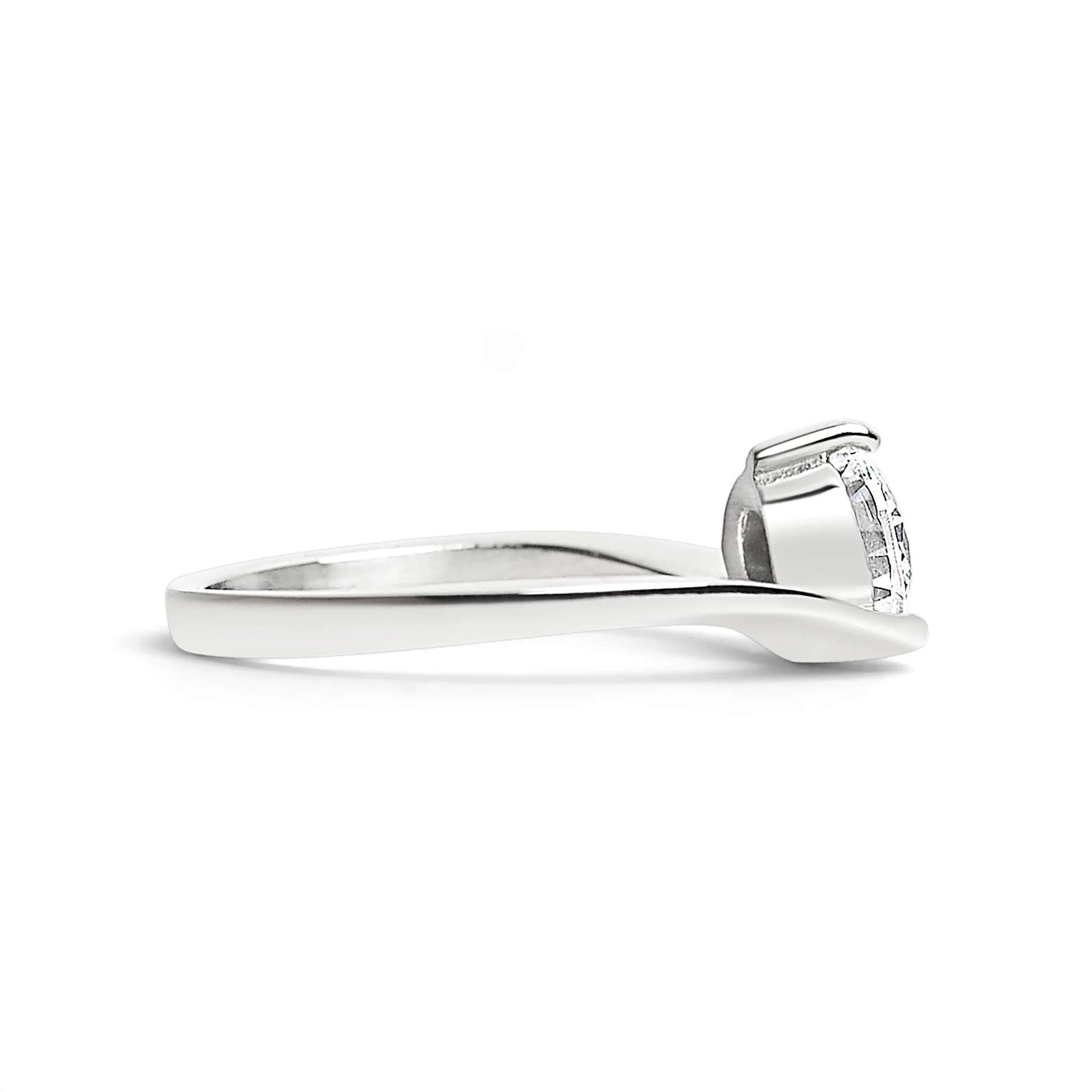 Stainless Steel Offset Solitaire CZ Ring / ZRJ9011 - Image 4
