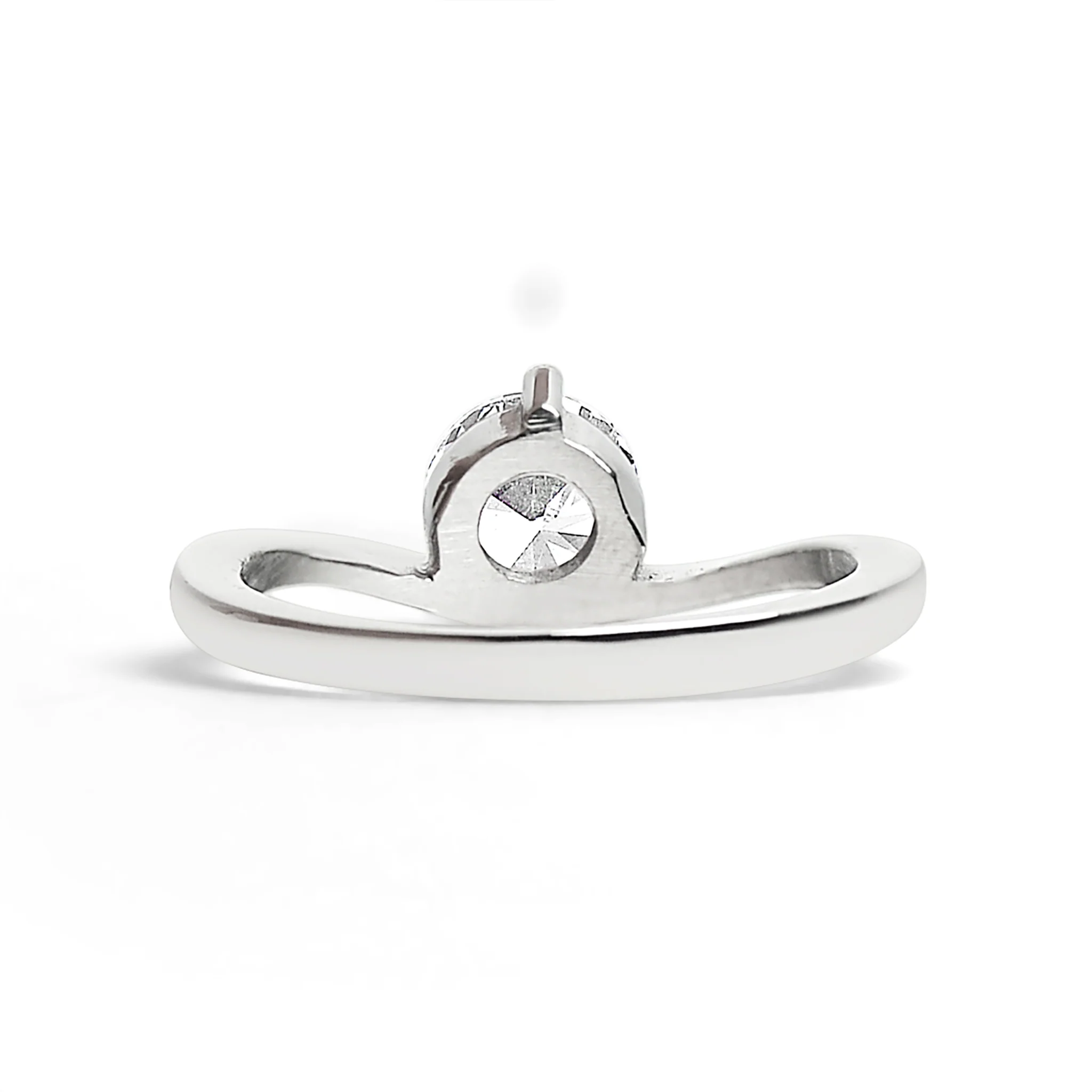 Stainless Steel Offset Solitaire CZ Ring / ZRJ9011 - Image 5