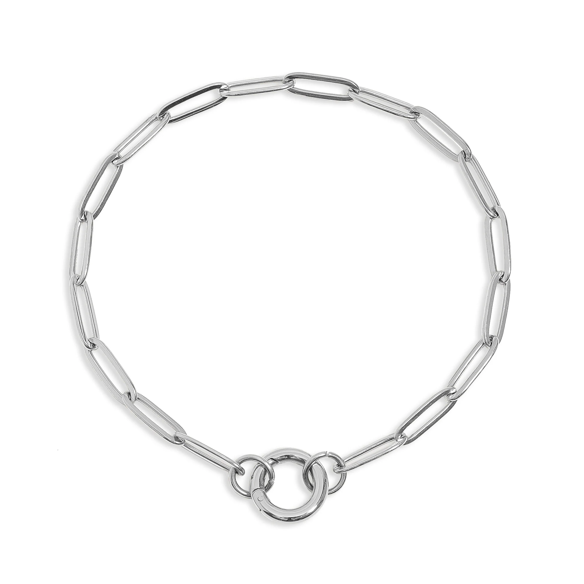 18K Gold PVD Stainless Steel Paperclip Charm Keeper Bracelet / BRJ9084 - Image 5