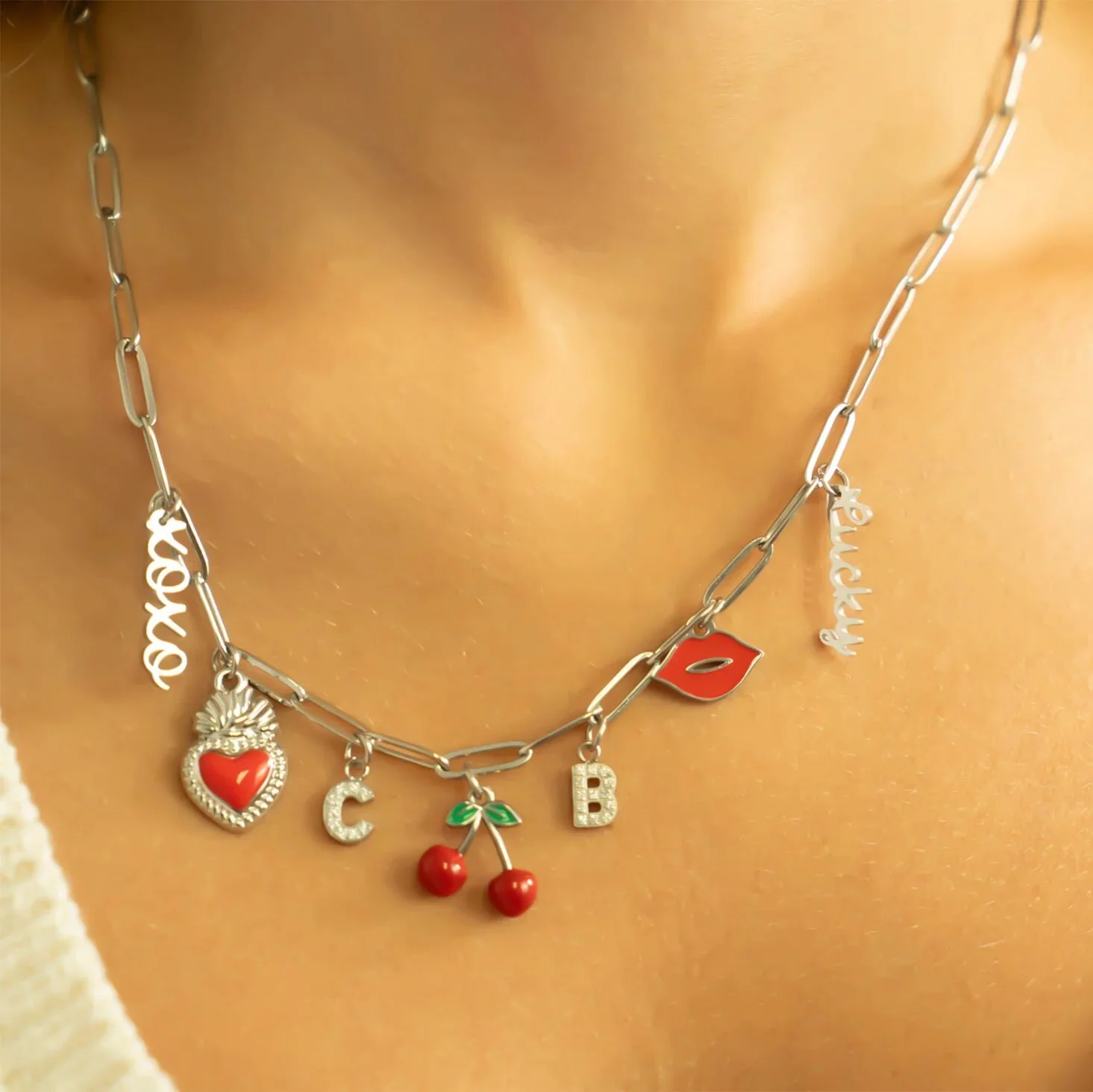 Stainless Steel Pave Set CZ Initial Letter Charms / PDC9020 - Image 4